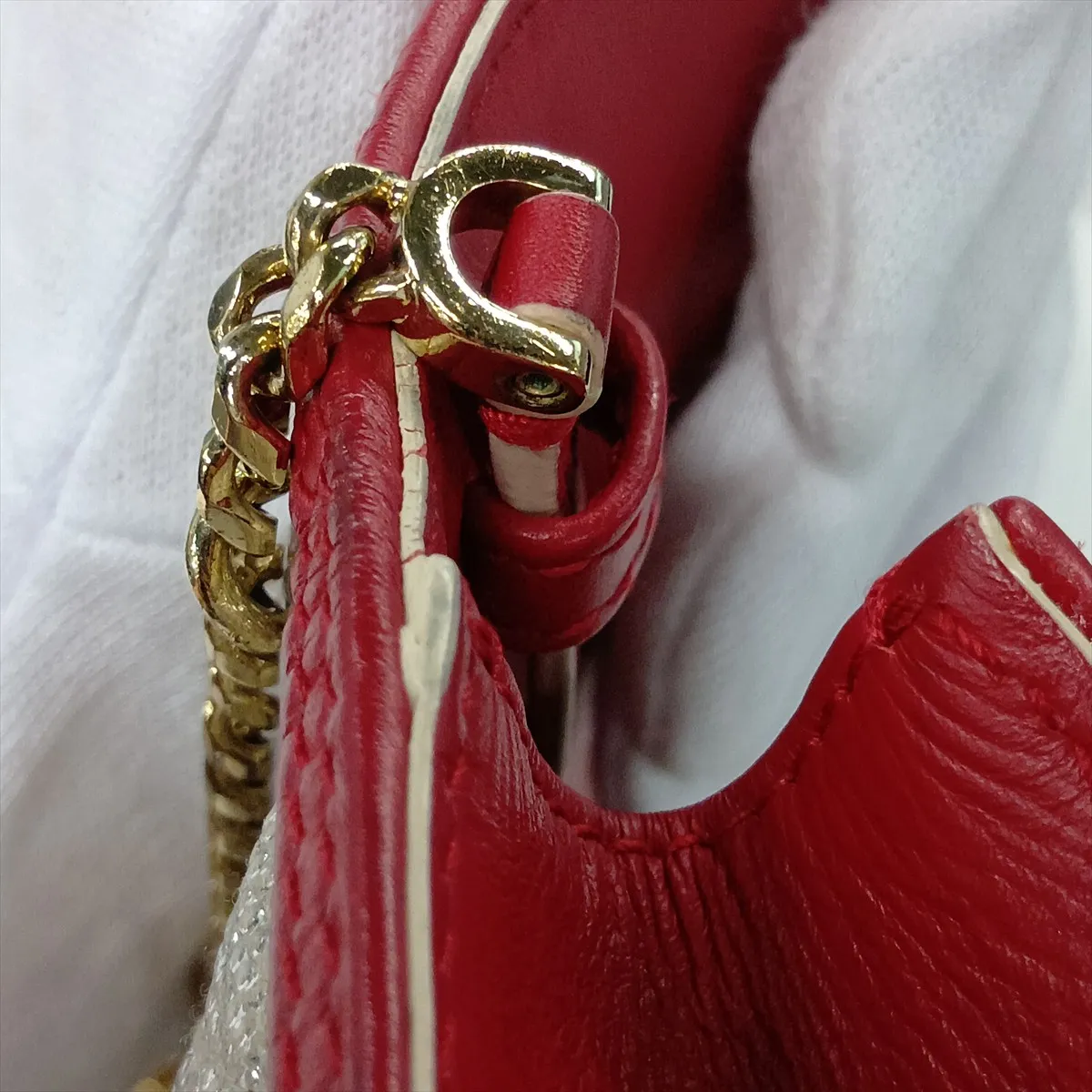 Serpenti Leather Chain Shoulder Bag, Gold x Red, Valentine's Day Limited Edition — view 11