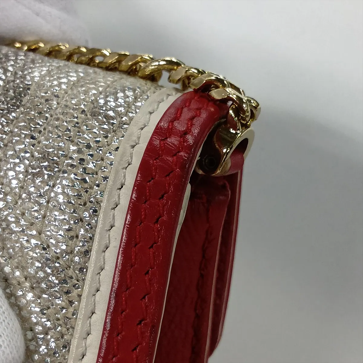 Serpenti Leather Chain Shoulder Bag, Gold x Red, Valentine's Day Limited Edition — view 12