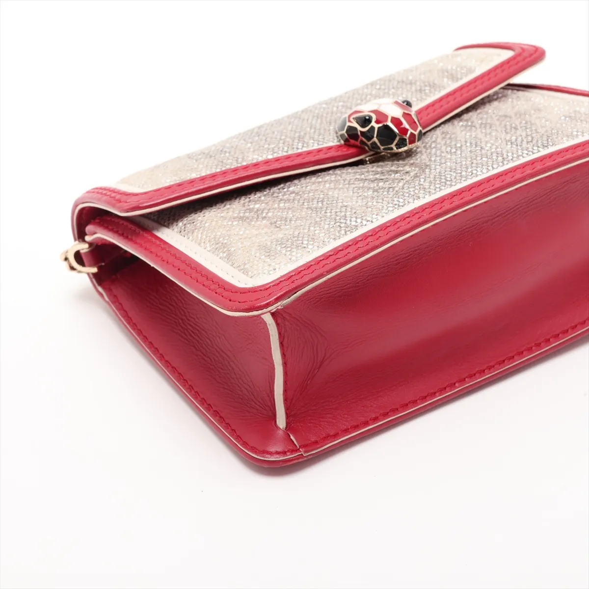 Serpenti Leather Chain Shoulder Bag, Gold x Red, Valentine's Day Limited Edition — view 4