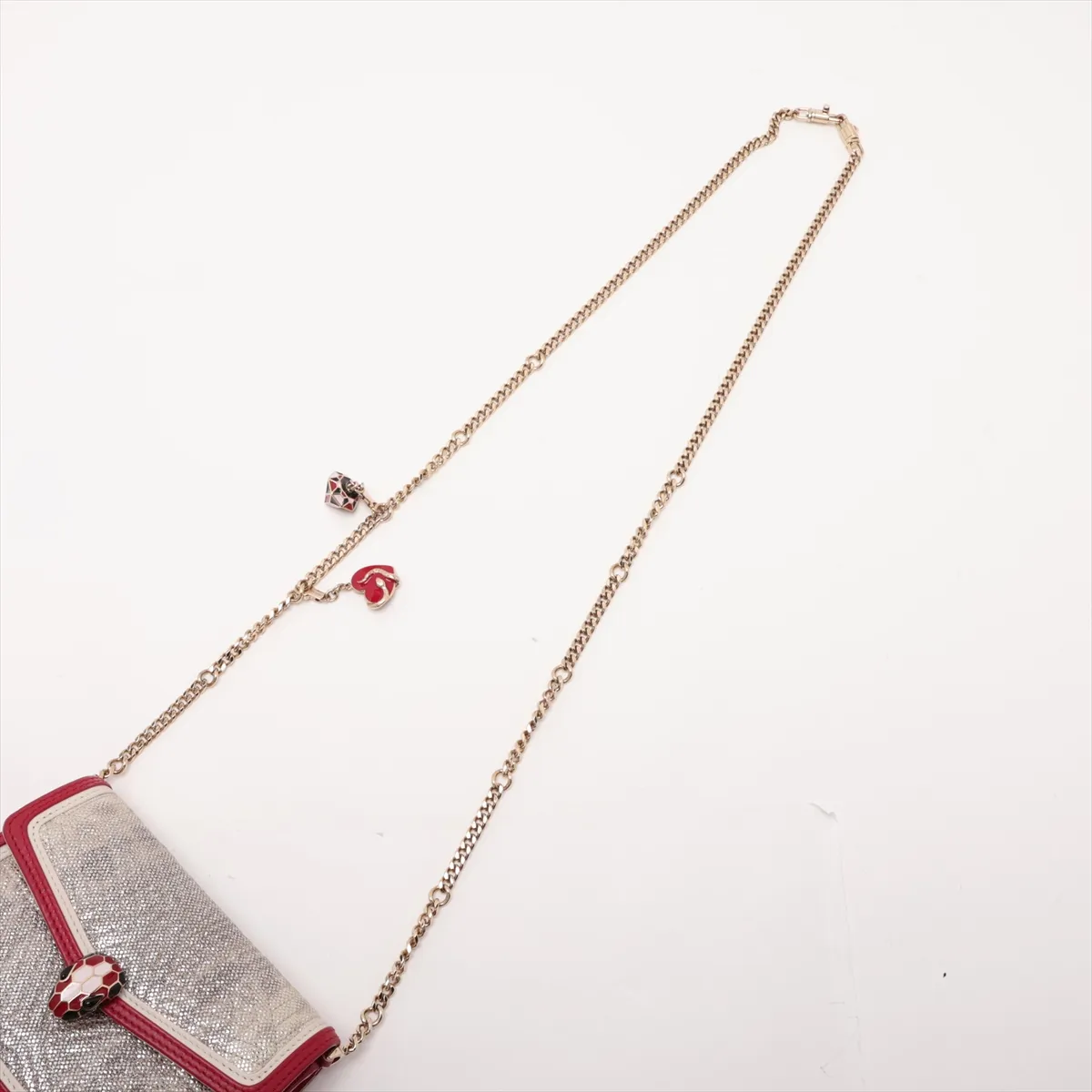Serpenti Leather Chain Shoulder Bag, Gold x Red, Valentine's Day Limited Edition — view 5