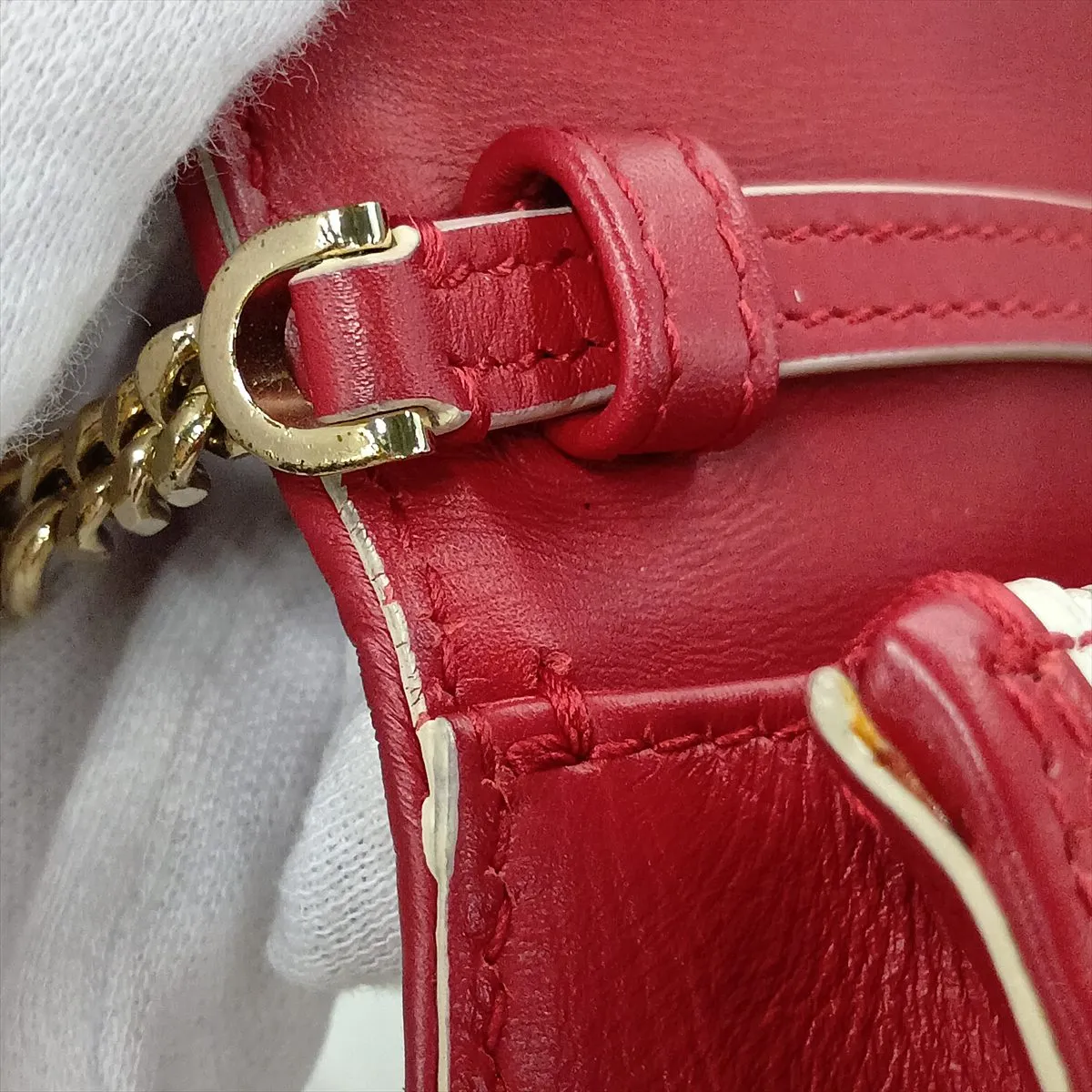 Serpenti Leather Chain Shoulder Bag, Gold x Red, Valentine's Day Limited Edition — view 8