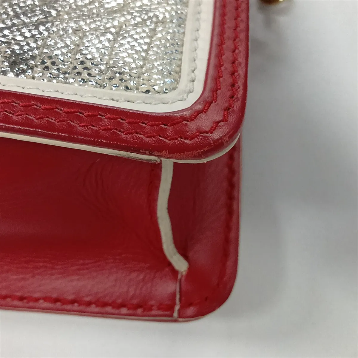 Serpenti Leather Chain Shoulder Bag, Gold x Red, Valentine's Day Limited Edition — view 10