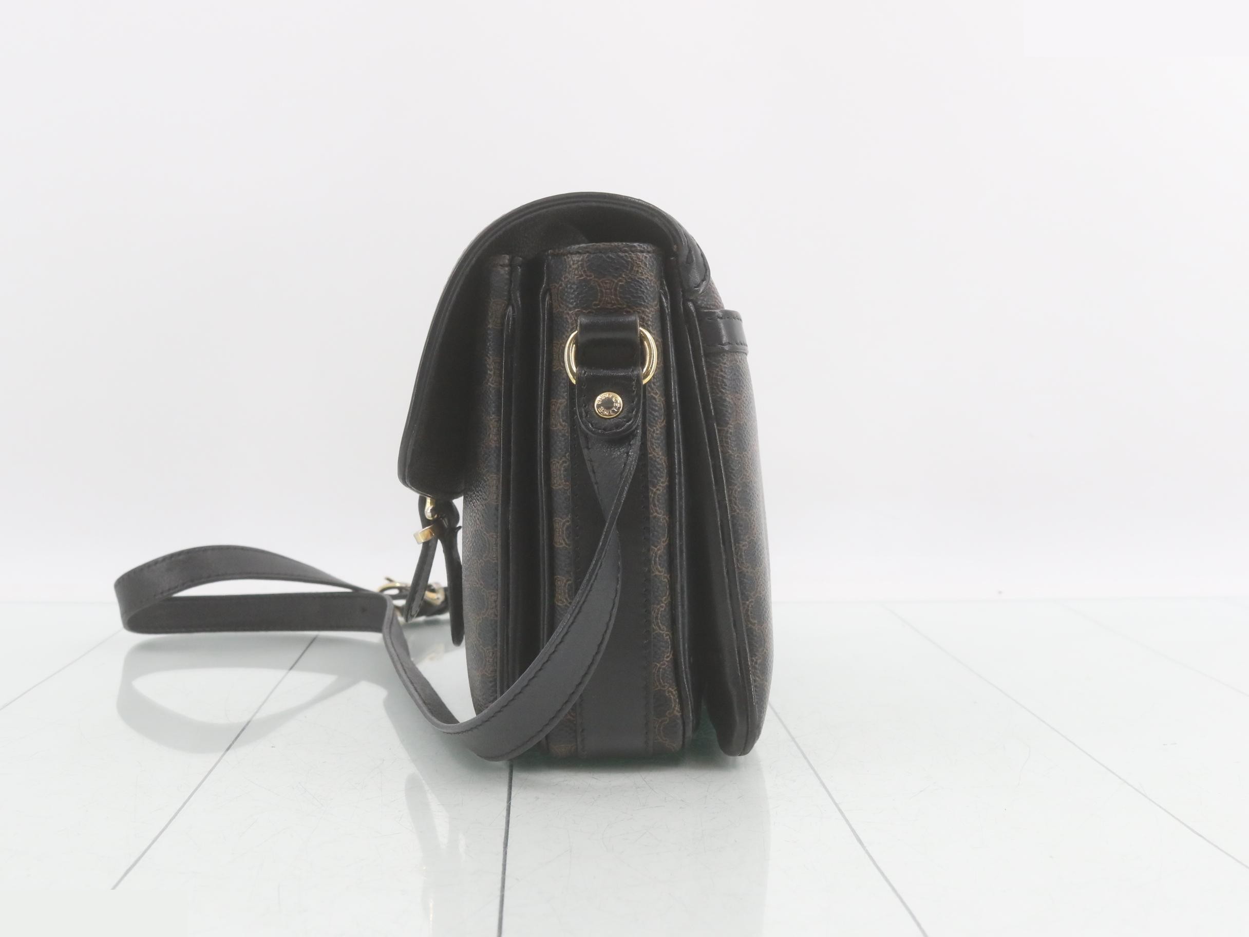 Leather Macadam Triomphe Shoulder Bag, Black — view 3