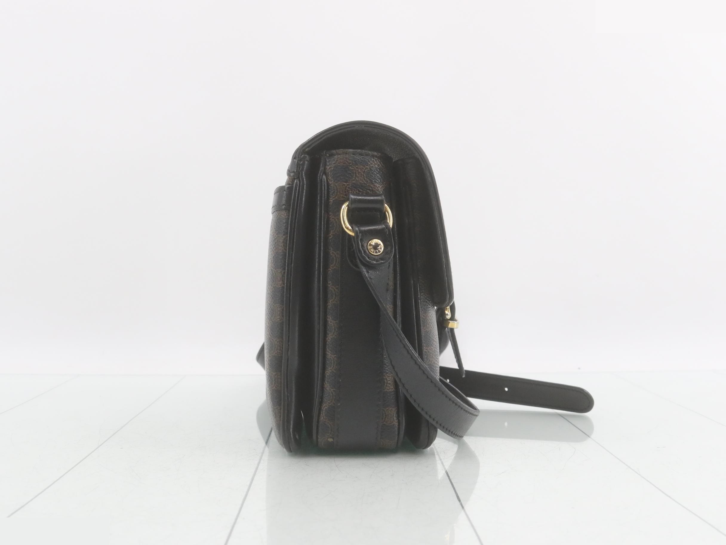 Leather Macadam Triomphe Shoulder Bag, Black — view 4