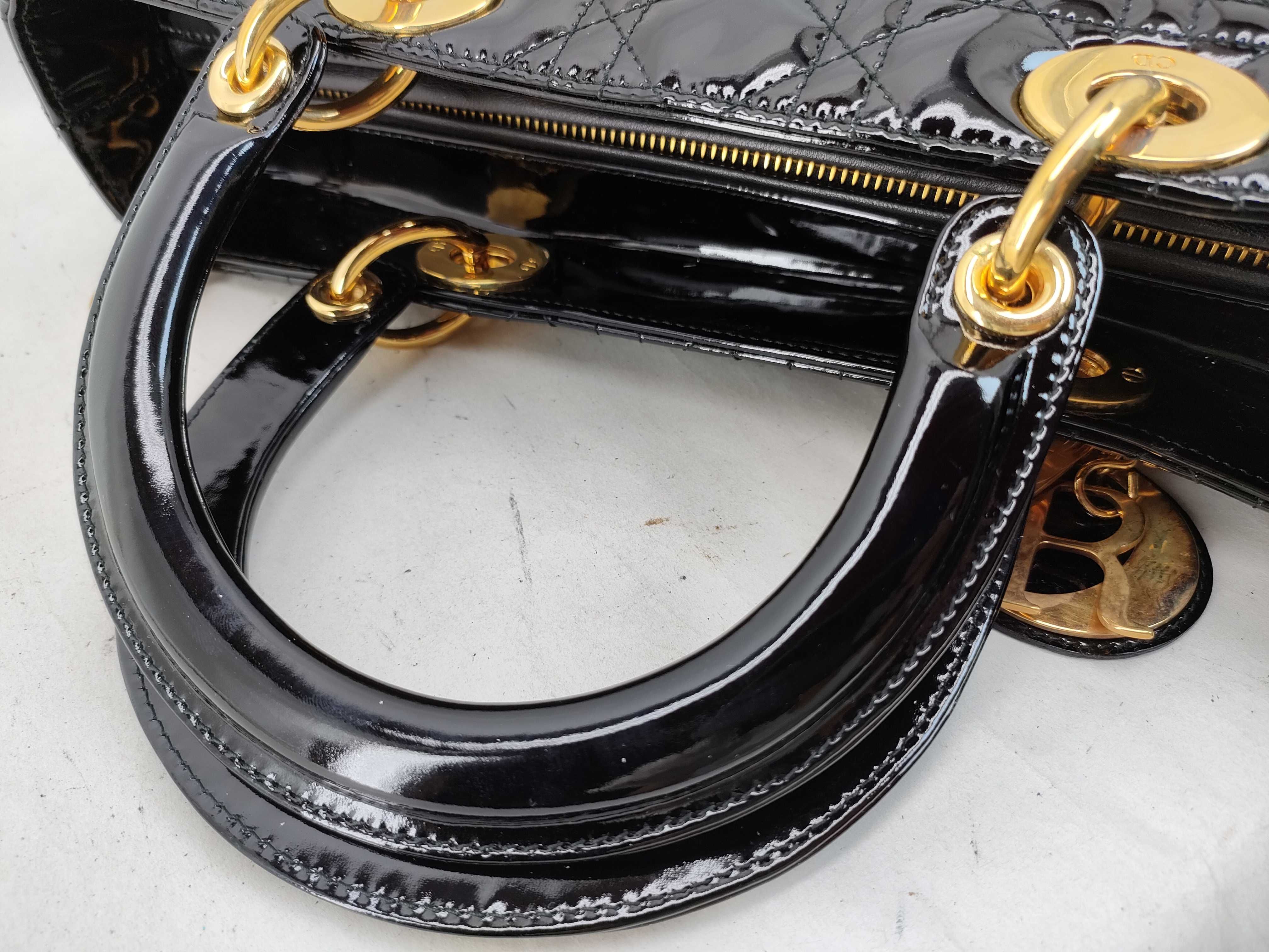 Lady Dior Cannage 2-Way Enamel Bag with Gold Hardware - Handbag — view 3