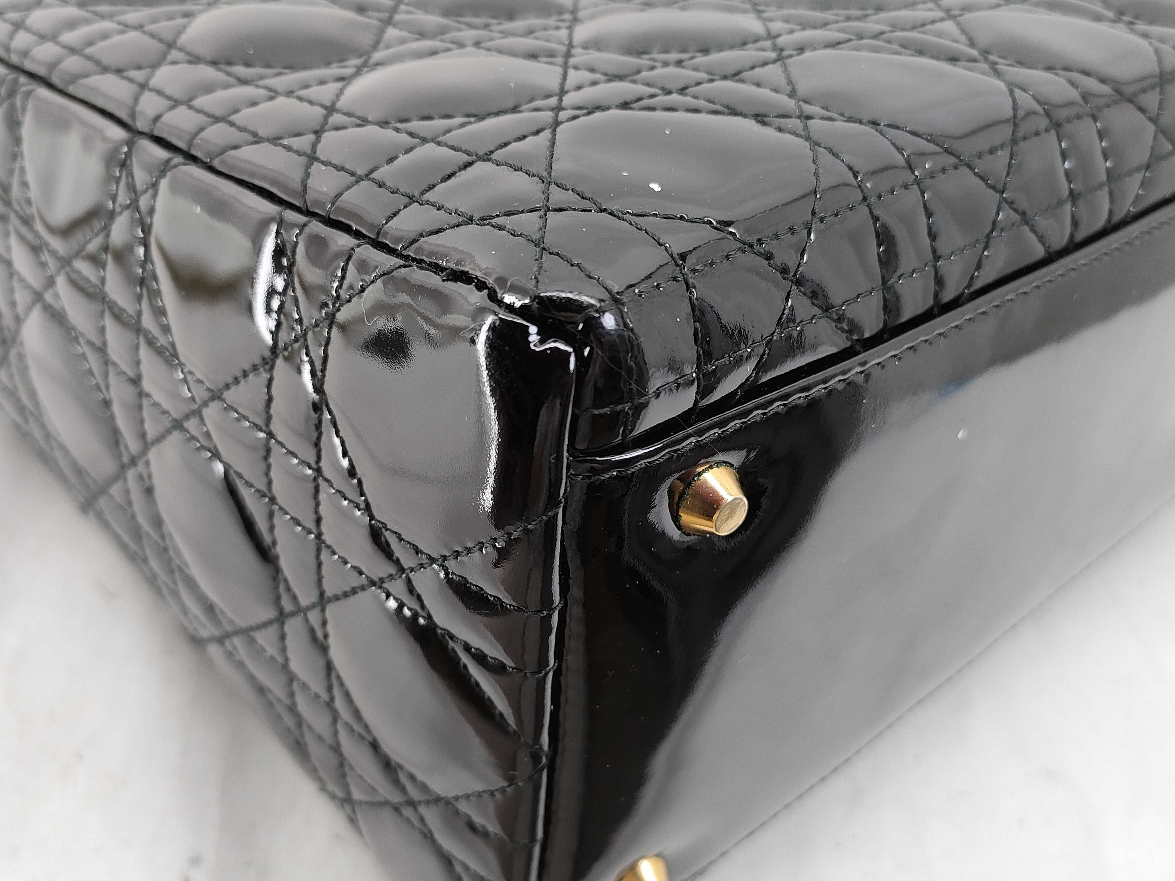 Lady Dior Cannage 2-Way Enamel Bag with Gold Hardware - Handbag — view 5