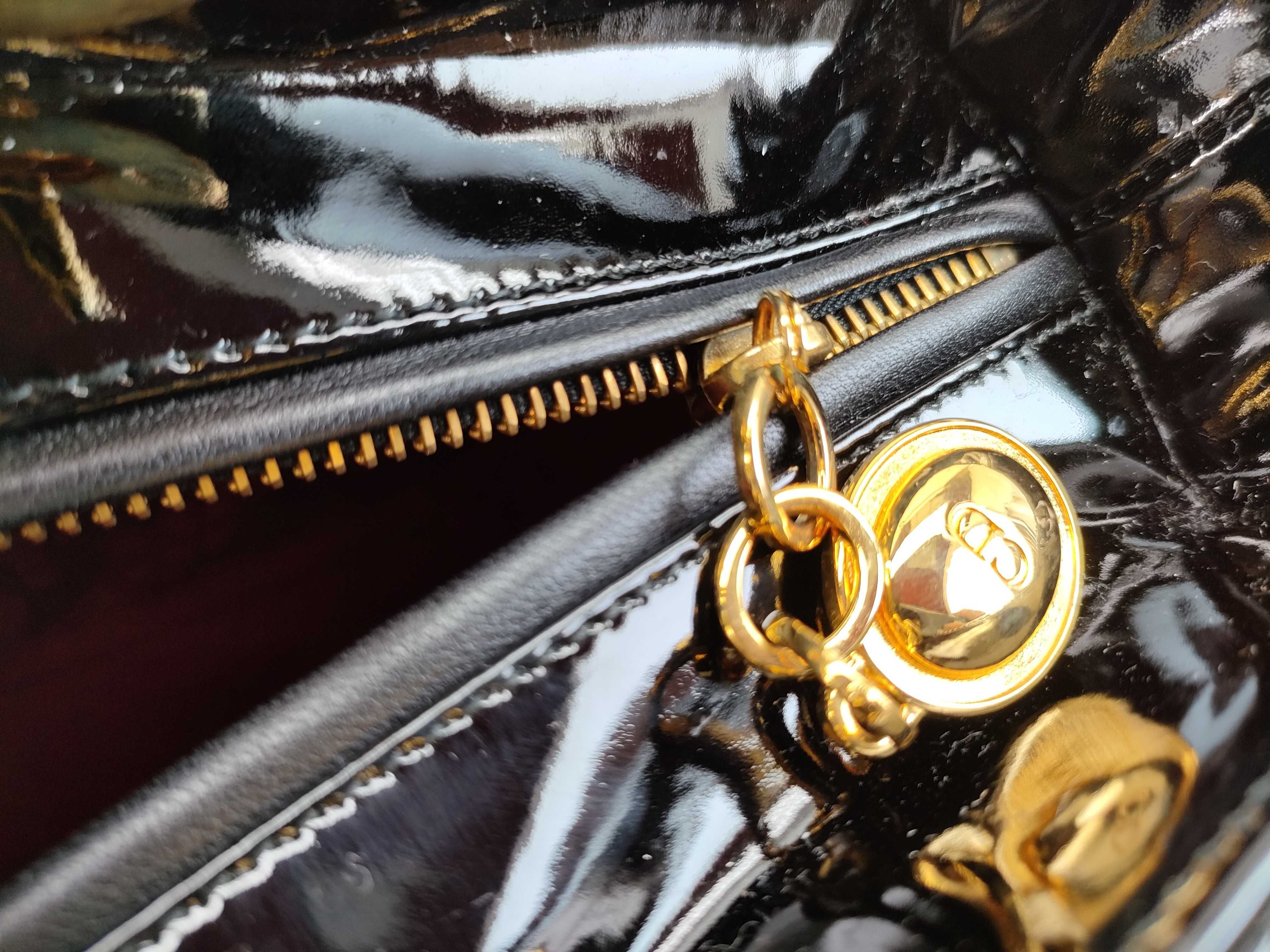 Lady Dior Cannage 2-Way Enamel Bag with Gold Hardware - Handbag — view 10
