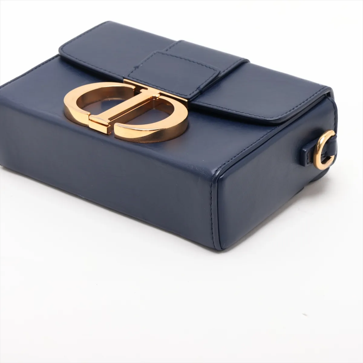 30 Montaigne Leather Shoulder Bag, Navy — view 3