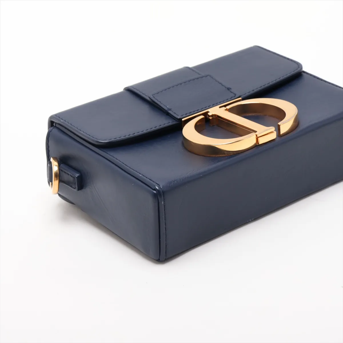 30 Montaigne Leather Shoulder Bag, Navy — view 4