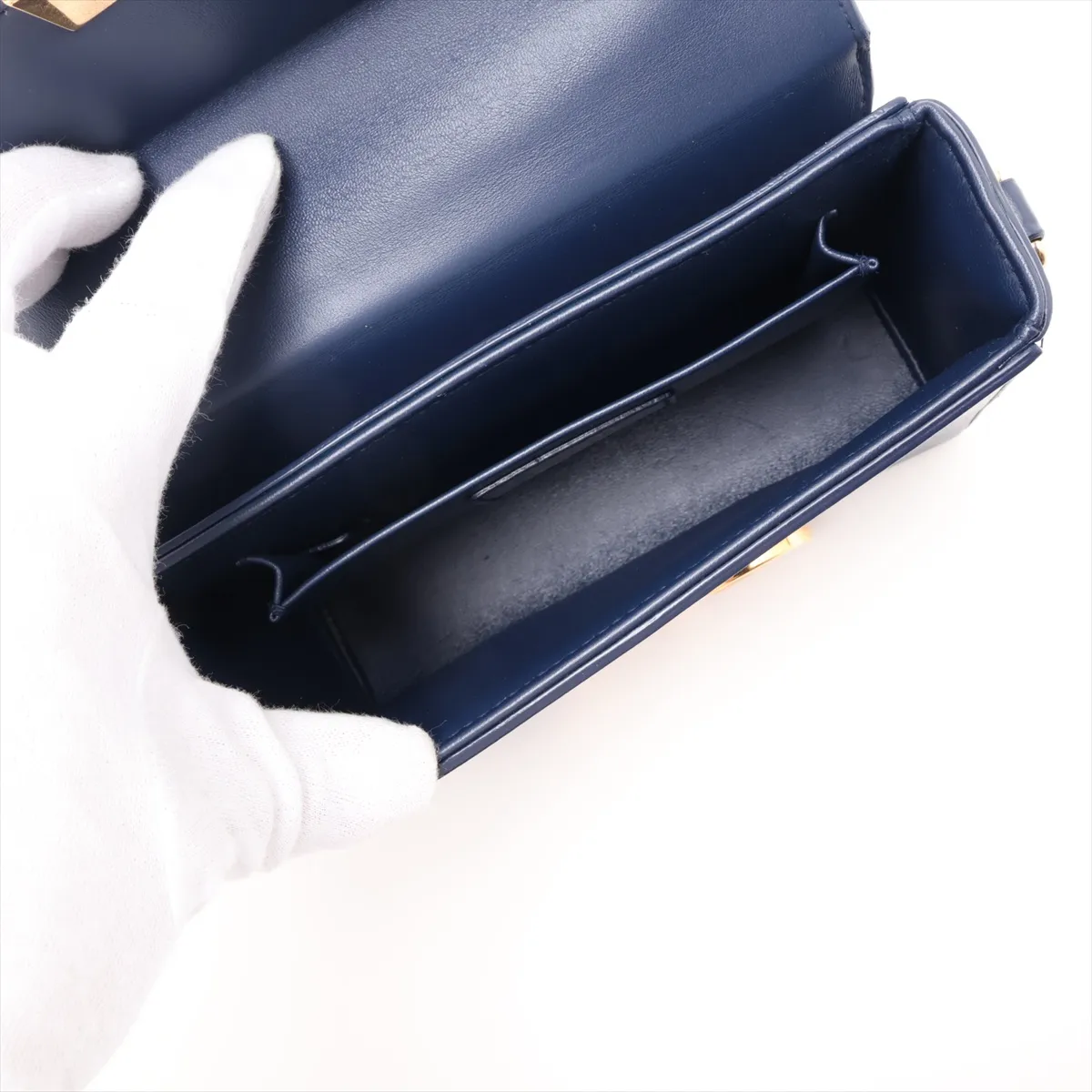 30 Montaigne Leather Shoulder Bag, Navy — view 6