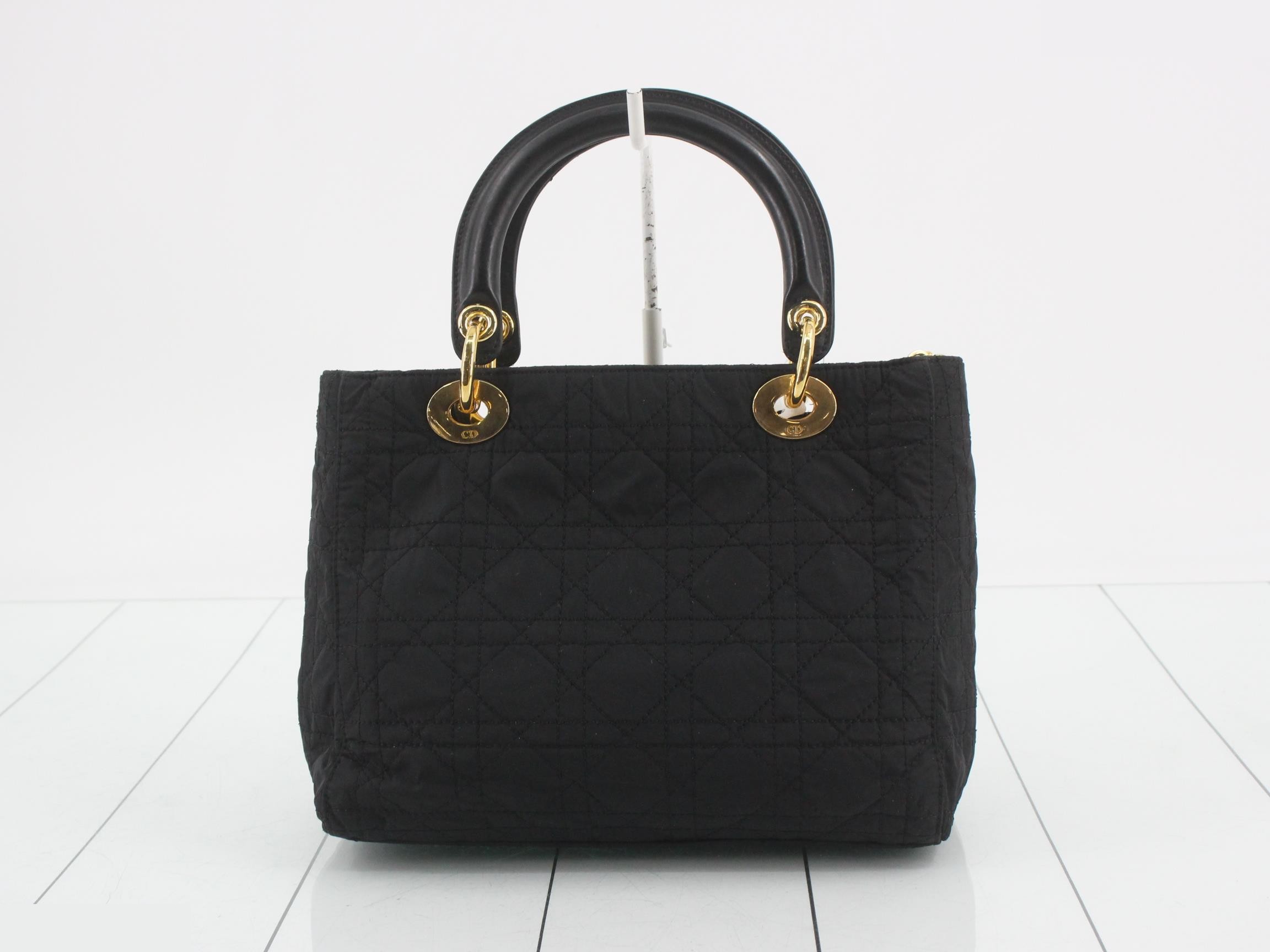 Lady Dior Medium Cannage Nylon Handbag, Black — view 2