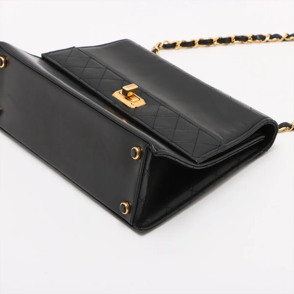 Matelasse Lambskin Single Flap Single Chain Bag Trapezoid Black Gold Hardware 1989437 No. 1 — view 3