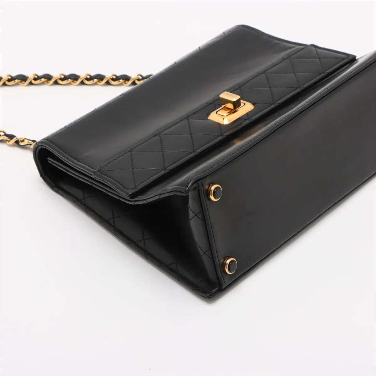 Matelasse Lambskin Single Flap Single Chain Bag Trapezoid Black Gold Hardware 1989437 No. 1 — view 4