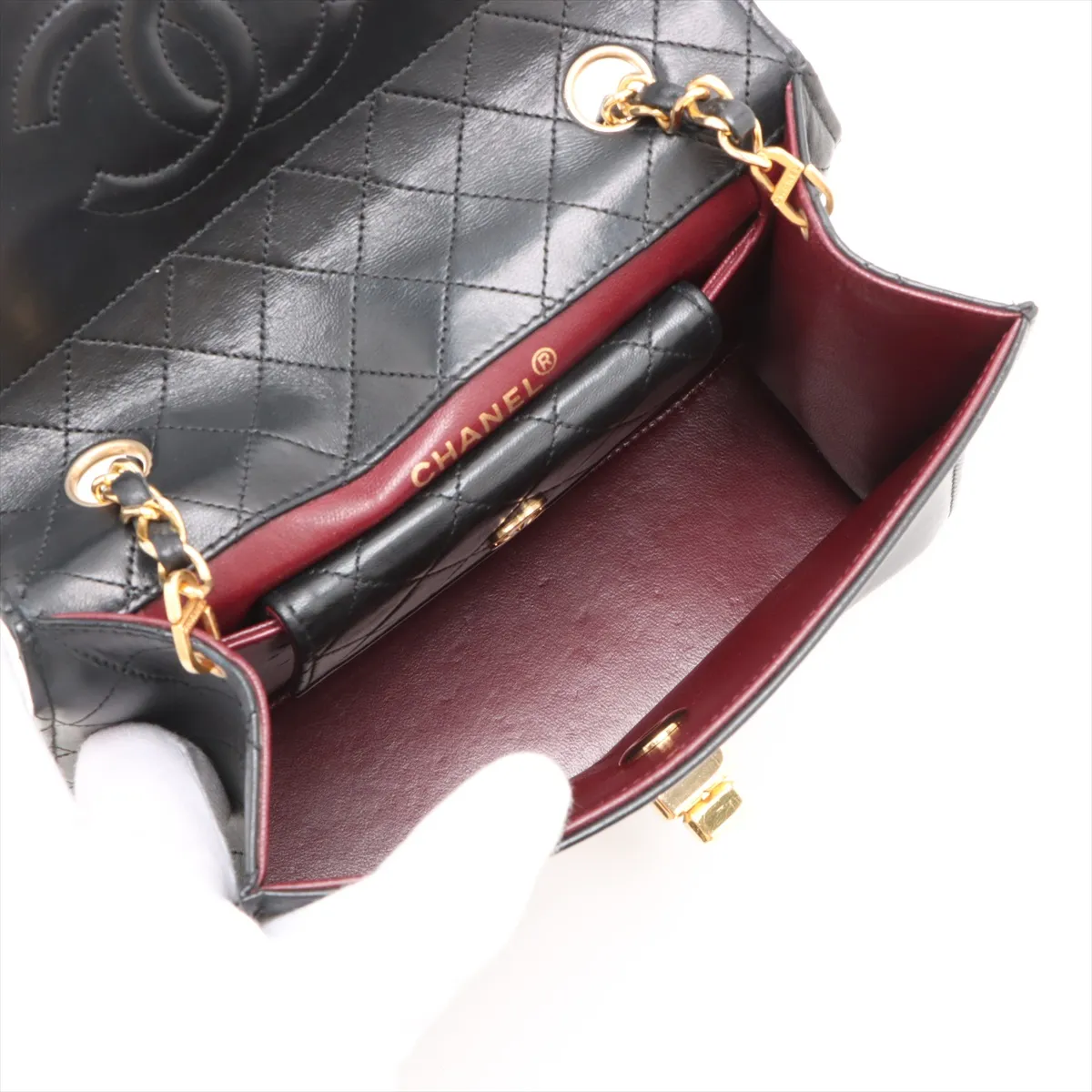 Matelasse Lambskin Single Flap Single Chain Bag Trapezoid Black Gold Hardware 1989437 No. 1 — view 6