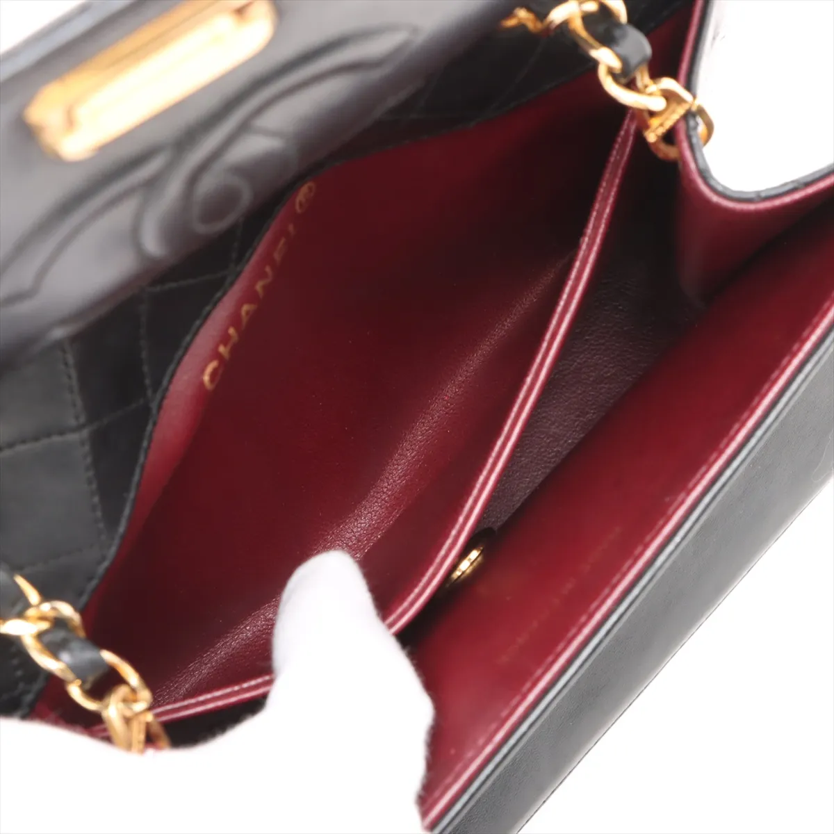 Matelasse Lambskin Single Flap Single Chain Bag Trapezoid Black Gold Hardware 1989437 No. 1 — view 7