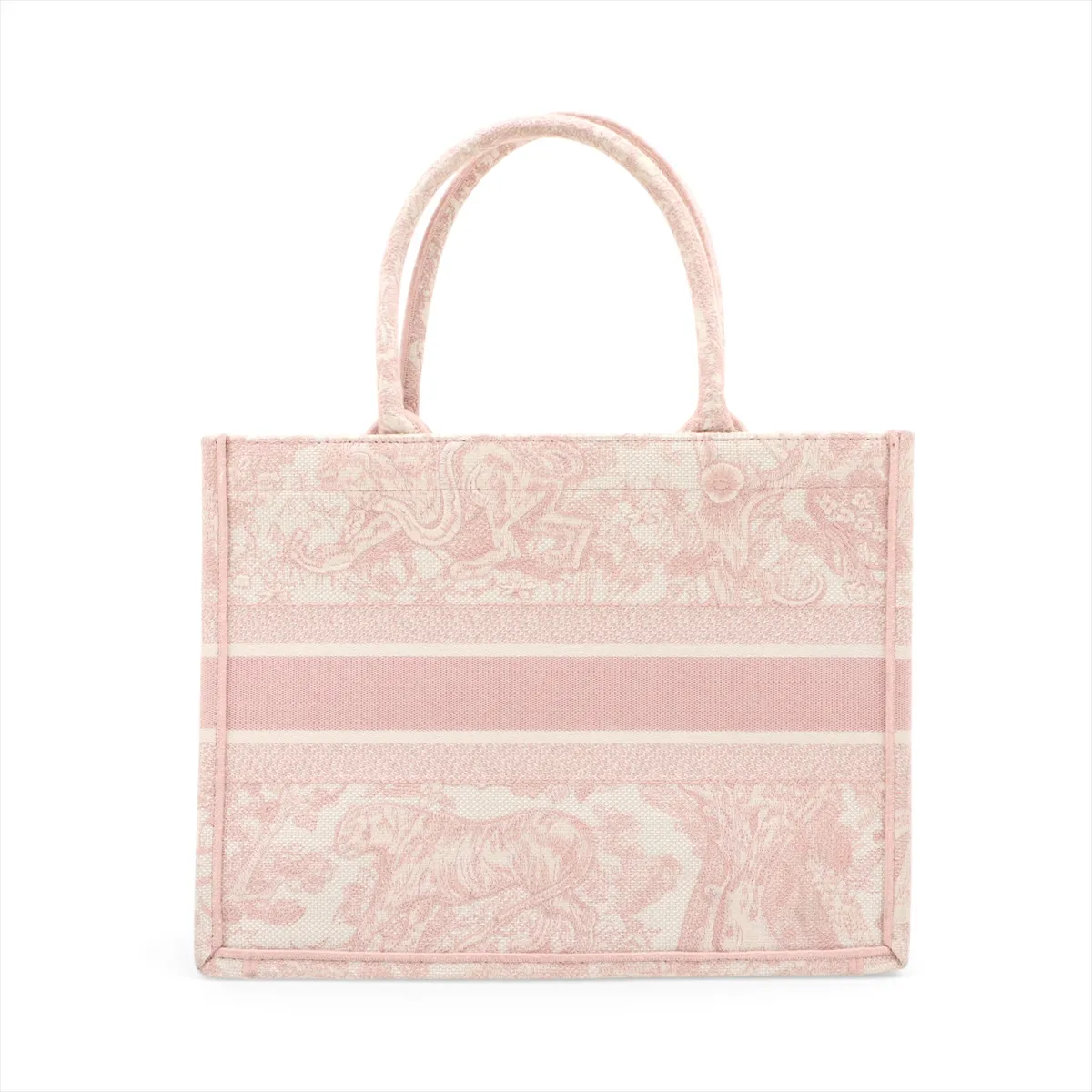 Toile de Jouy Embroidery Book Tote Medium Canvas Tote Bag Pink — view 2