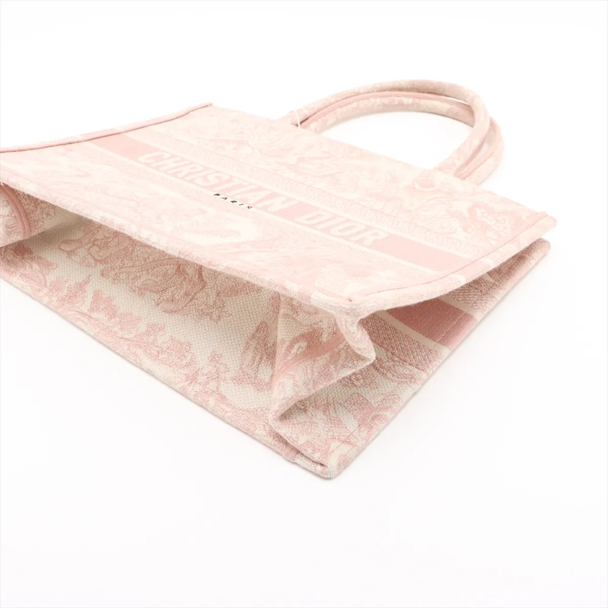 Toile de Jouy Embroidery Book Tote Medium Canvas Tote Bag Pink — view 3