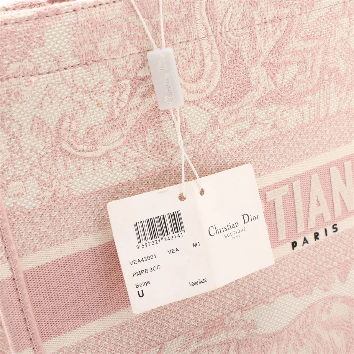 Toile de Jouy Embroidery Book Tote Medium Canvas Tote Bag Pink — view 9