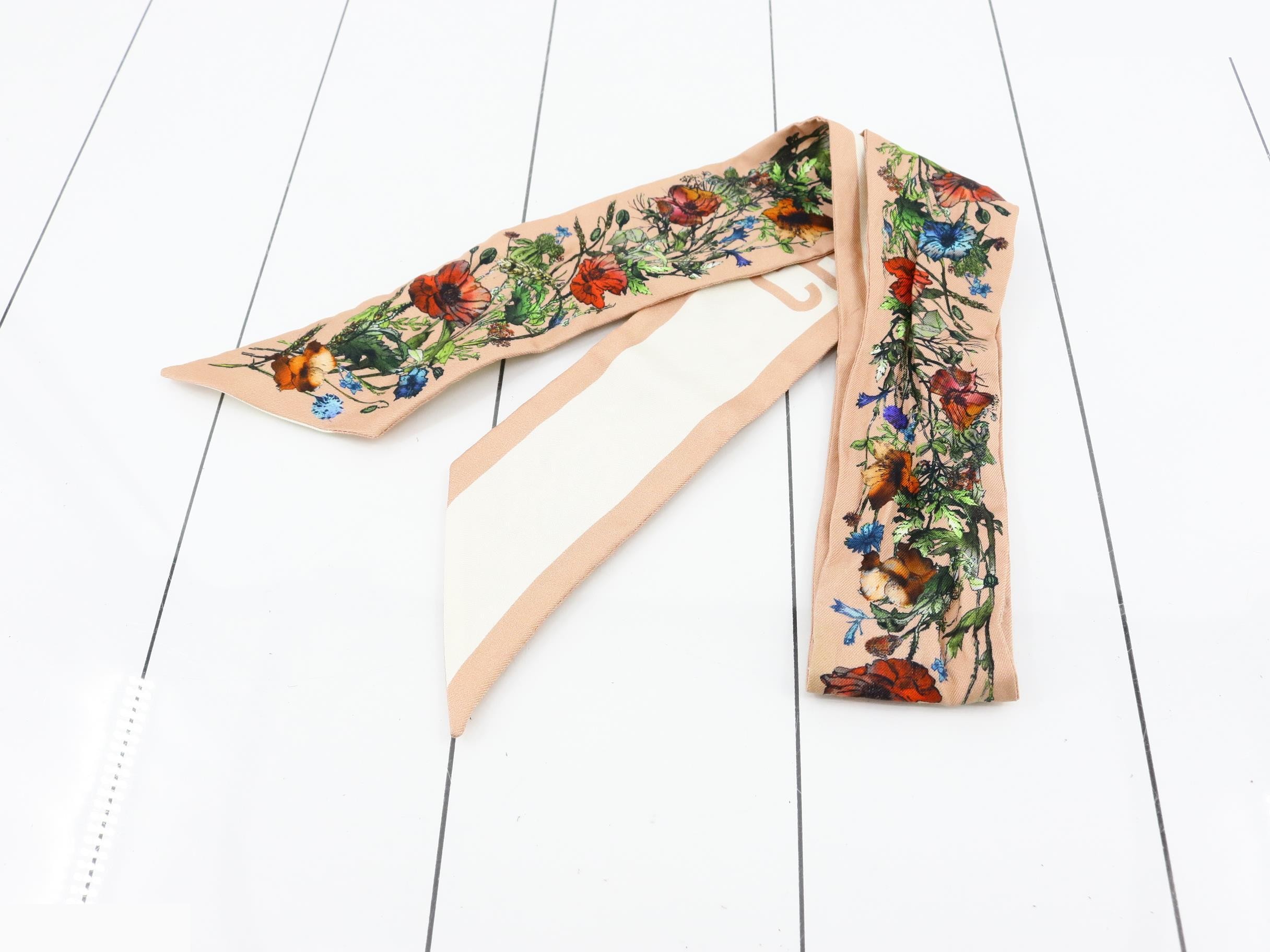 Flower motif twilly scarf — view 2