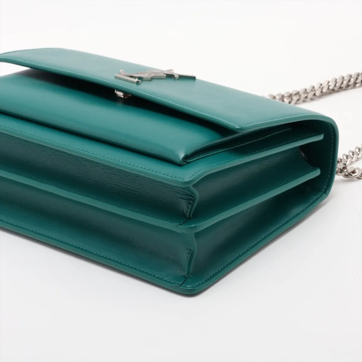 Sunset 442906 Leather Chain Shoulder Bag Green — view 3