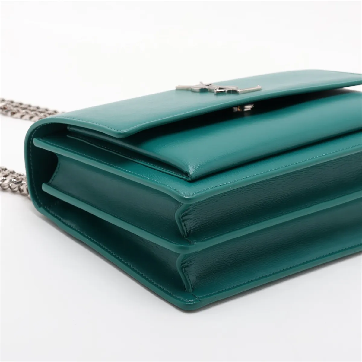 Sunset 442906 Leather Chain Shoulder Bag Green — view 4