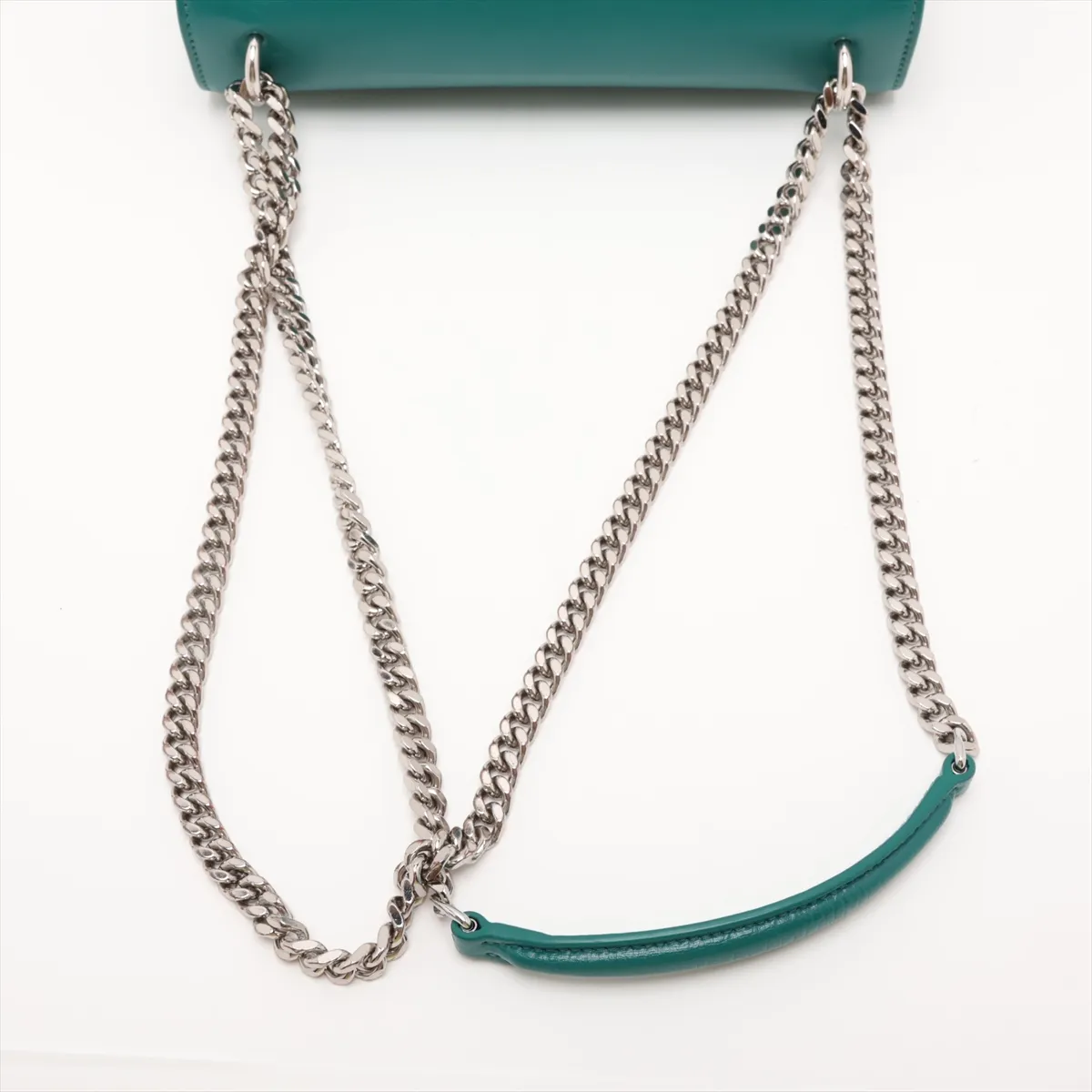 Sunset 442906 Leather Chain Shoulder Bag Green — view 5