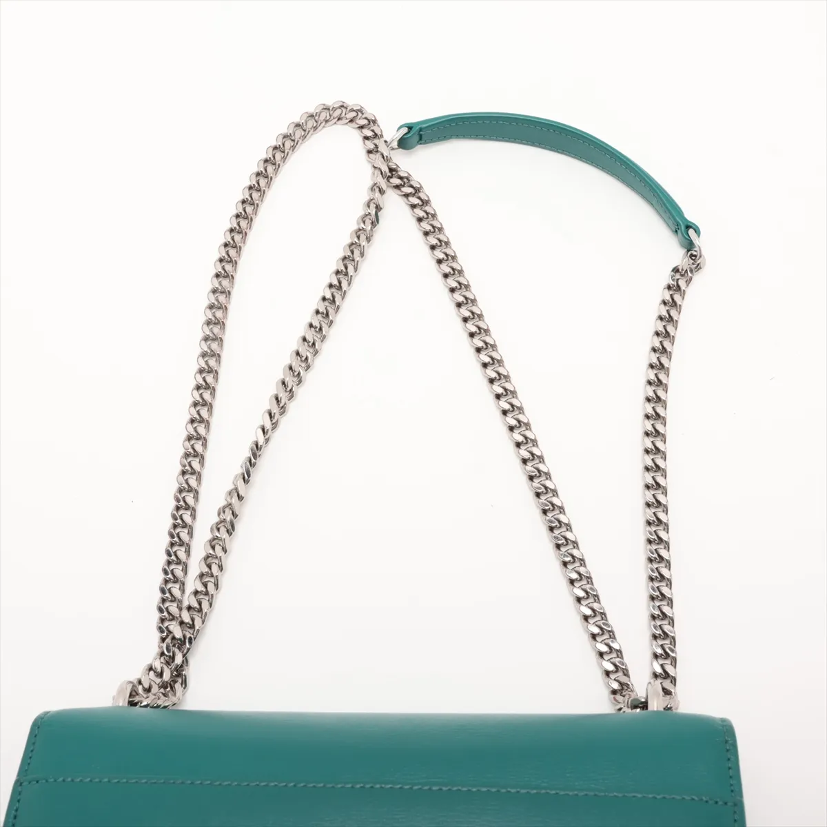 Sunset 442906 Leather Chain Shoulder Bag Green — view 6