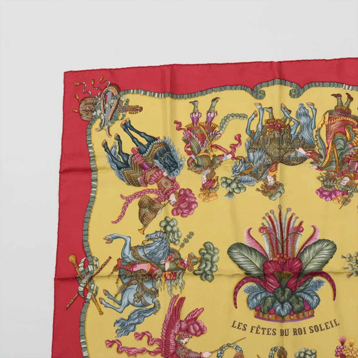 Carre 90 LES FETES DU ROI SOLEIL Celebration of the Sun King Scarf Silk Red Tag — view 2