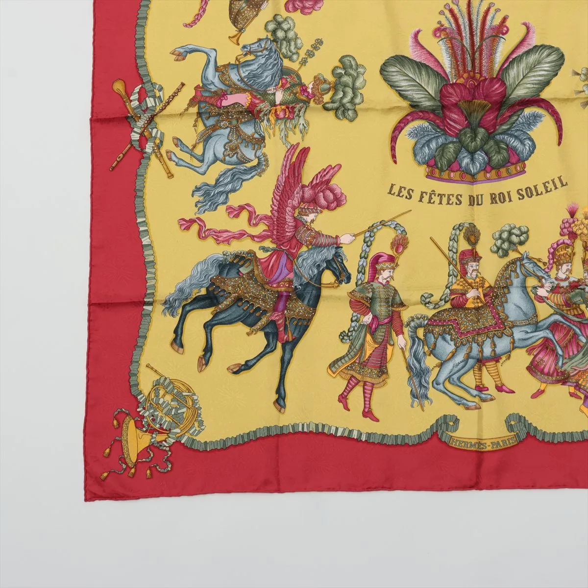 Carre 90 LES FETES DU ROI SOLEIL Celebration of the Sun King Scarf Silk Red Tag — view 5
