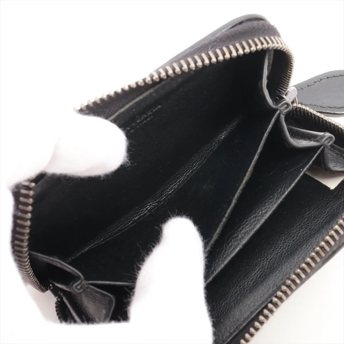 Intrecciato Leather Coin Case, Black — view 4