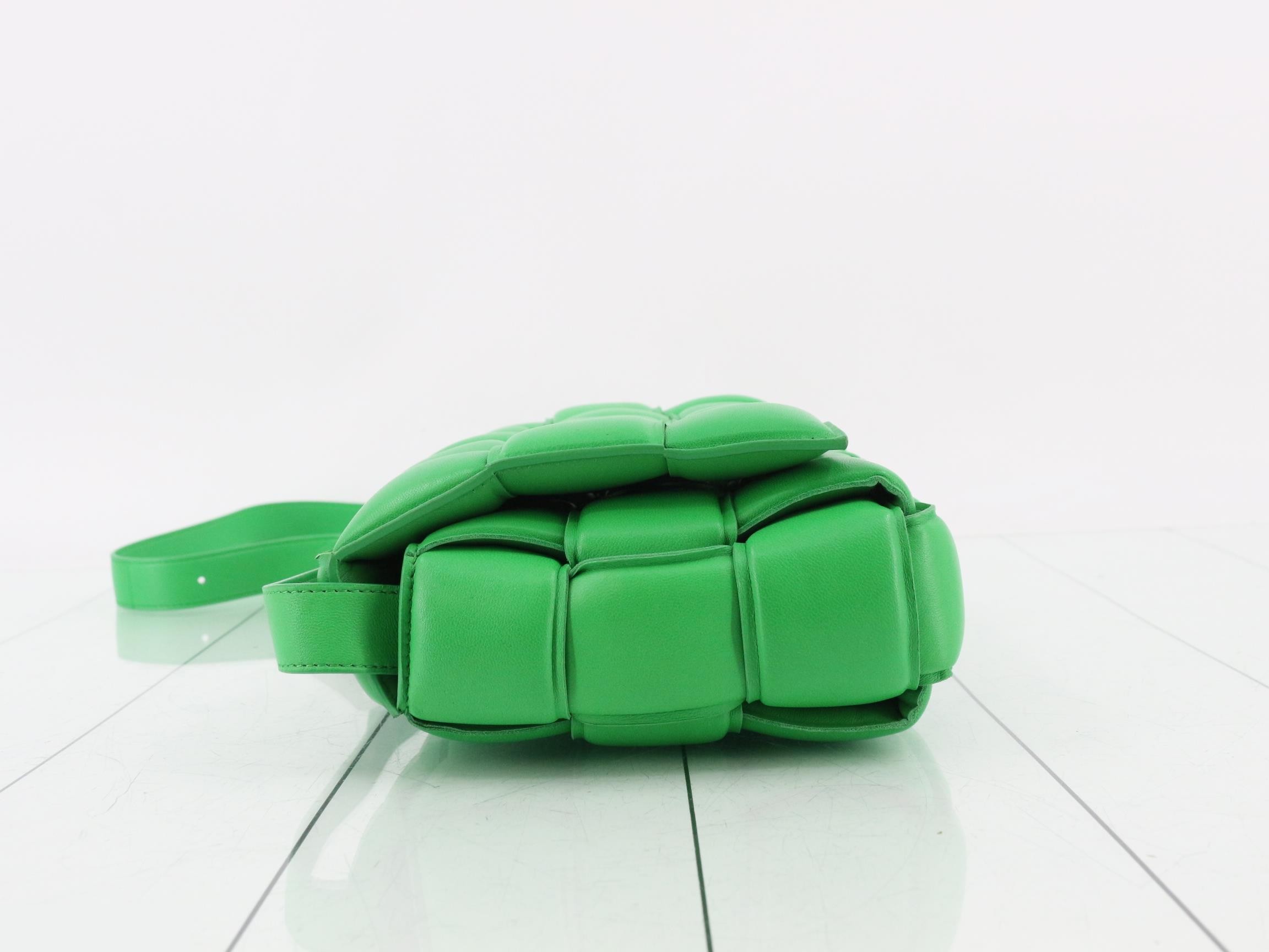 Padded Cassette Leather Shoulder Bag, Green — view 4