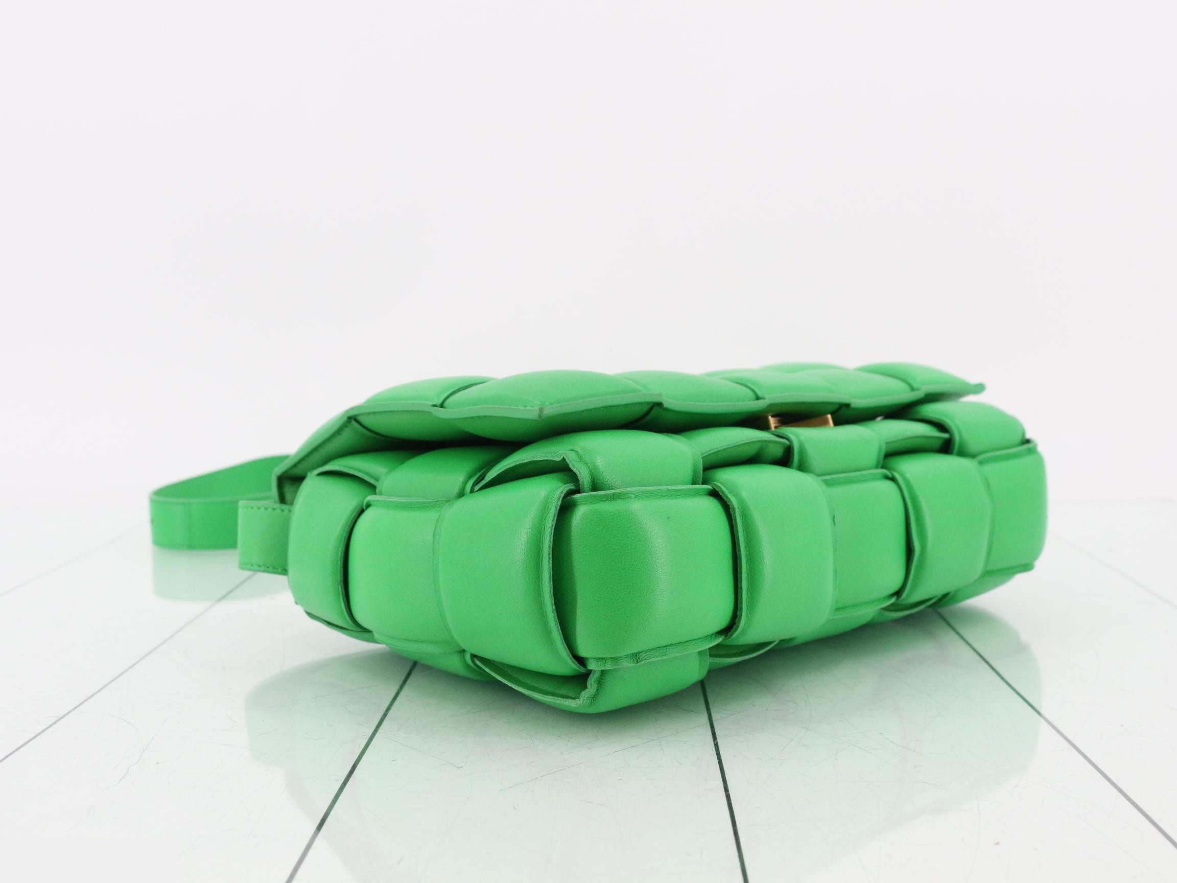 Padded Cassette Leather Shoulder Bag, Green — view 5