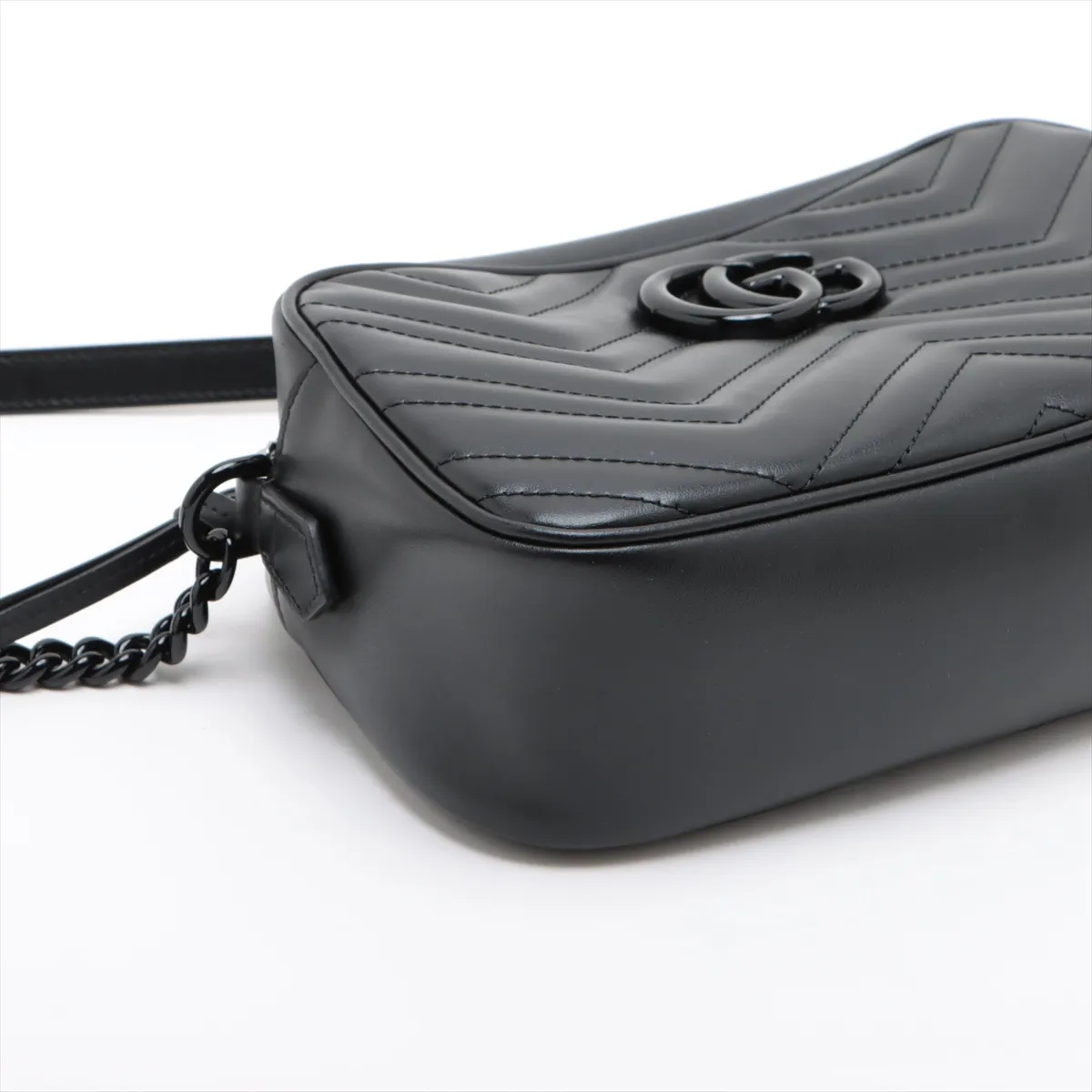 GG Marmont PVC x Leather Chain Shoulder Bag, Black, 447632 — view 4