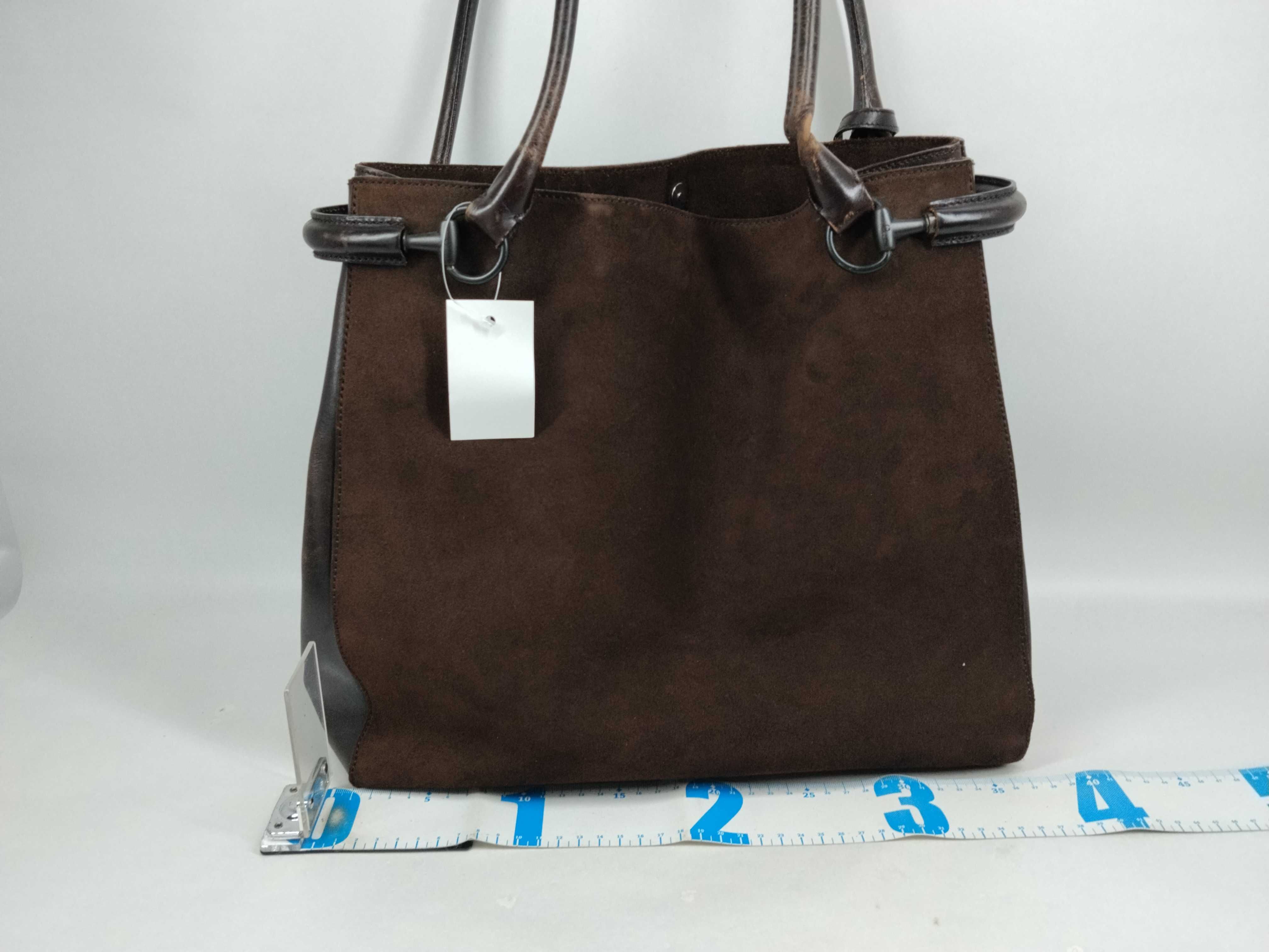 101346 Tote Bag, Brown Suede Tote Bag — view 2