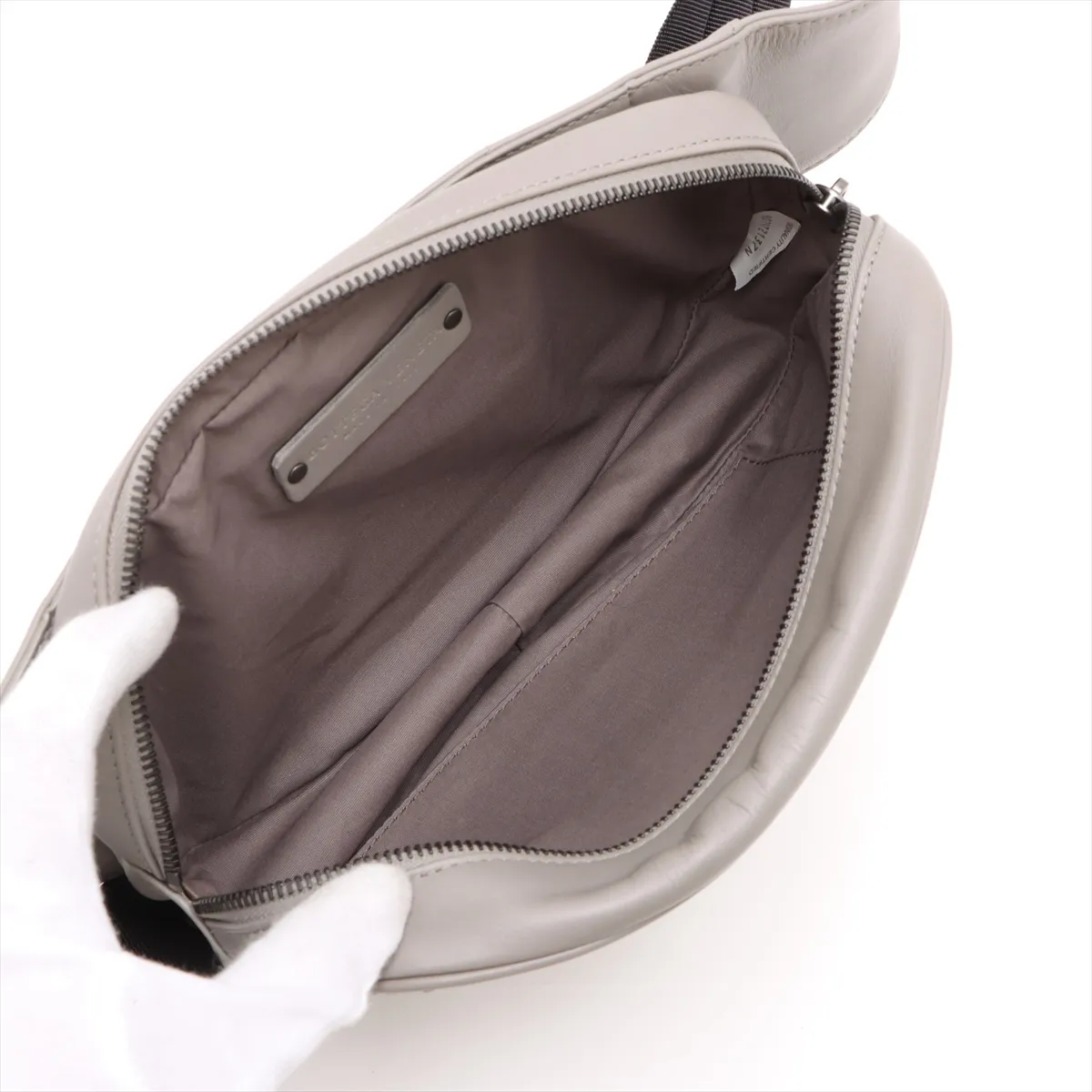 Intrecciato Leather Waist Pouch Gray — view 6