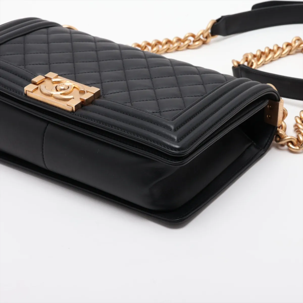 Boy Chanel 25 Lambskin Chain Shoulder Bag, Black with Gold Hardware, 26372447, Serial Number 26, A67086 — view 3