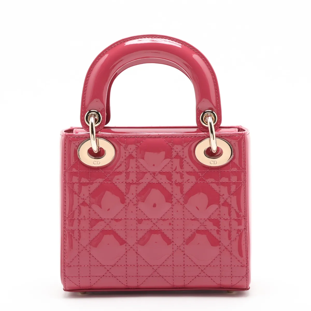 Cannage Lady Dior Mini Patent Leather 2-Way Handbag Pink — view 2