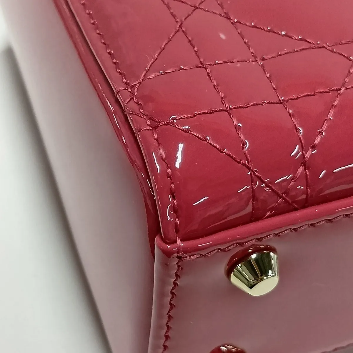 Cannage Lady Dior Mini Patent Leather 2-Way Handbag Pink — view 15