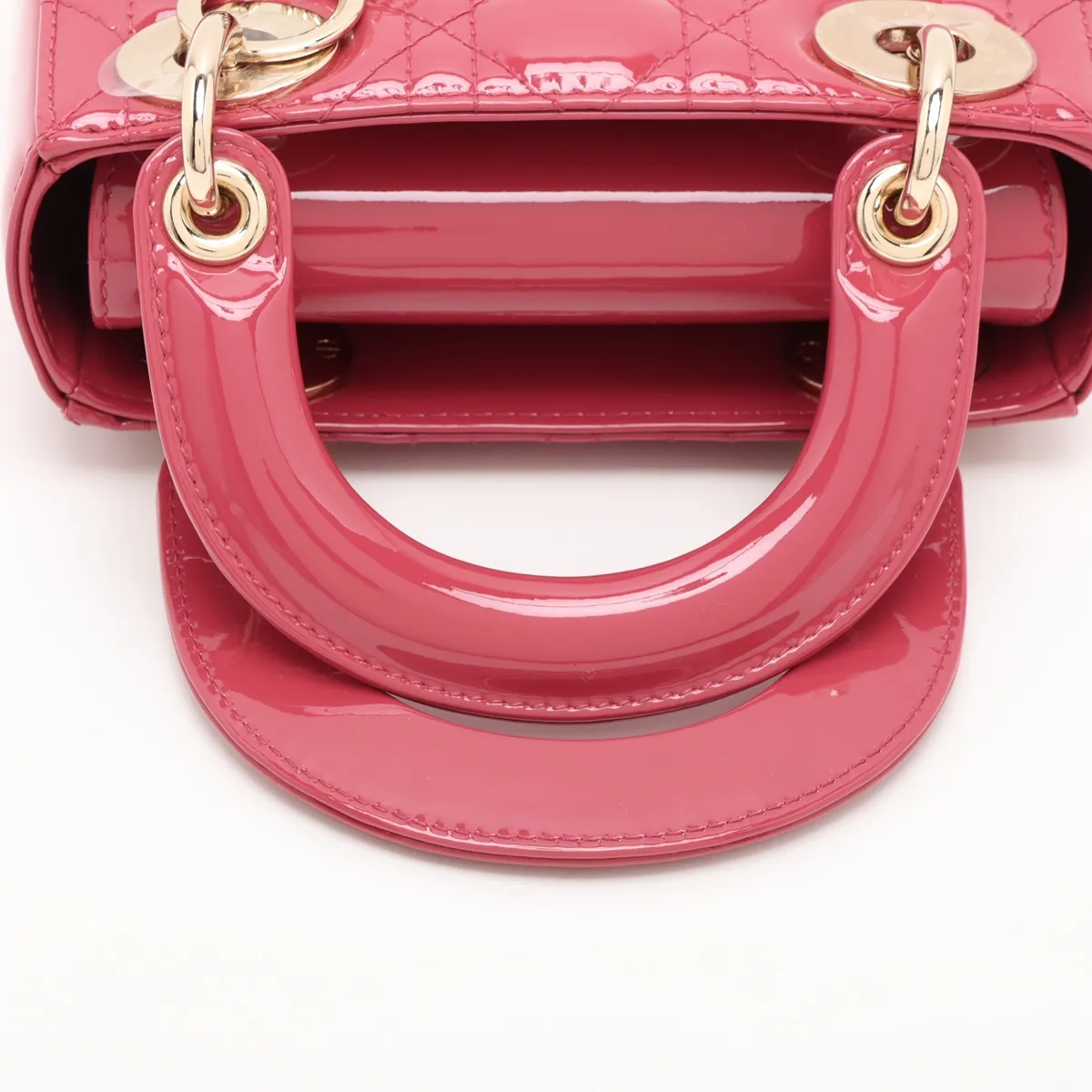 Cannage Lady Dior Mini Patent Leather 2-Way Handbag Pink — view 5