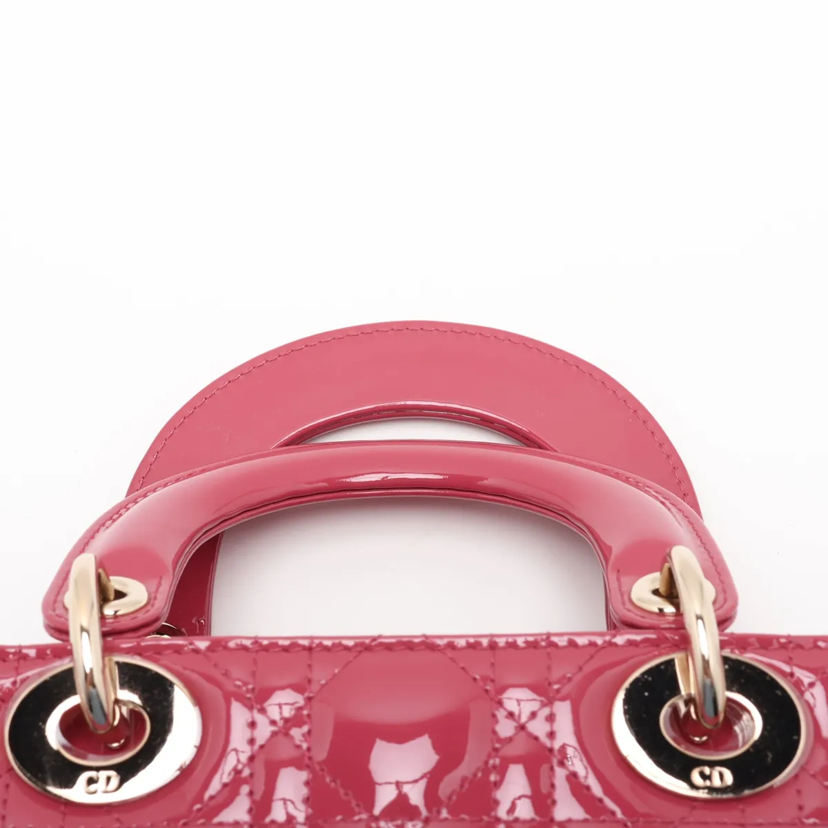 Cannage Lady Dior Mini Patent Leather 2-Way Handbag Pink — view 6