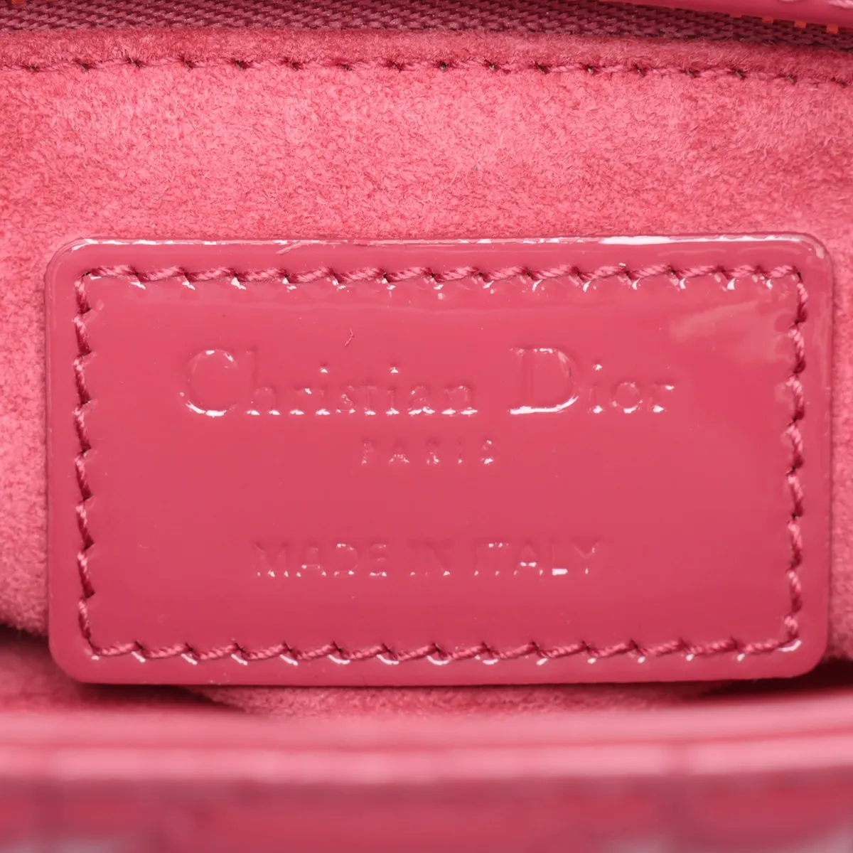 Cannage Lady Dior Mini Patent Leather 2-Way Handbag Pink — view 10