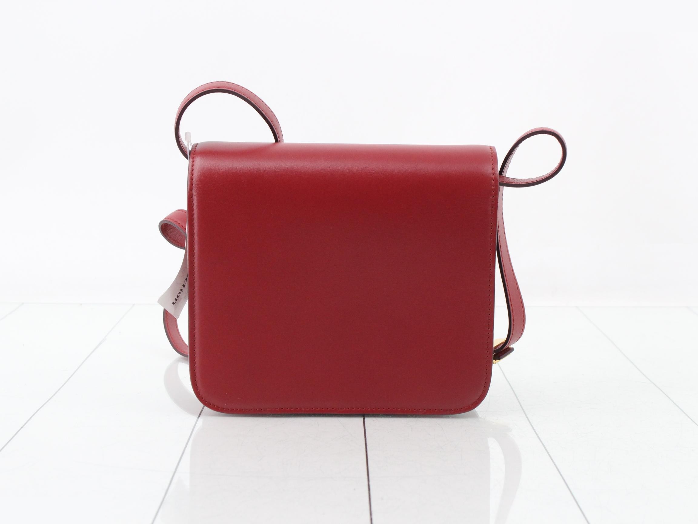 Classic Box Leather Shoulder Bag, Red — view 2