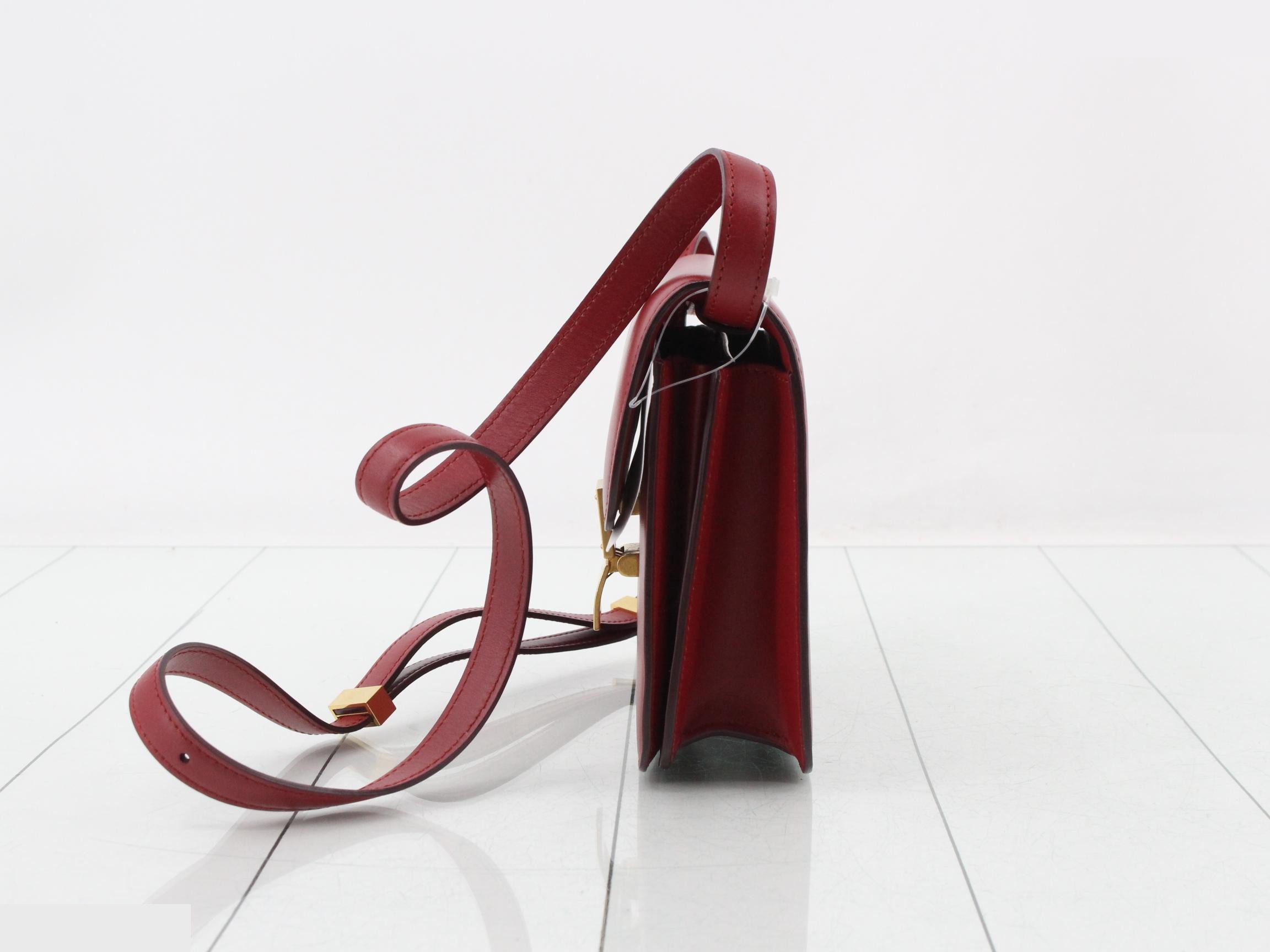 Classic Box Leather Shoulder Bag, Red — view 3