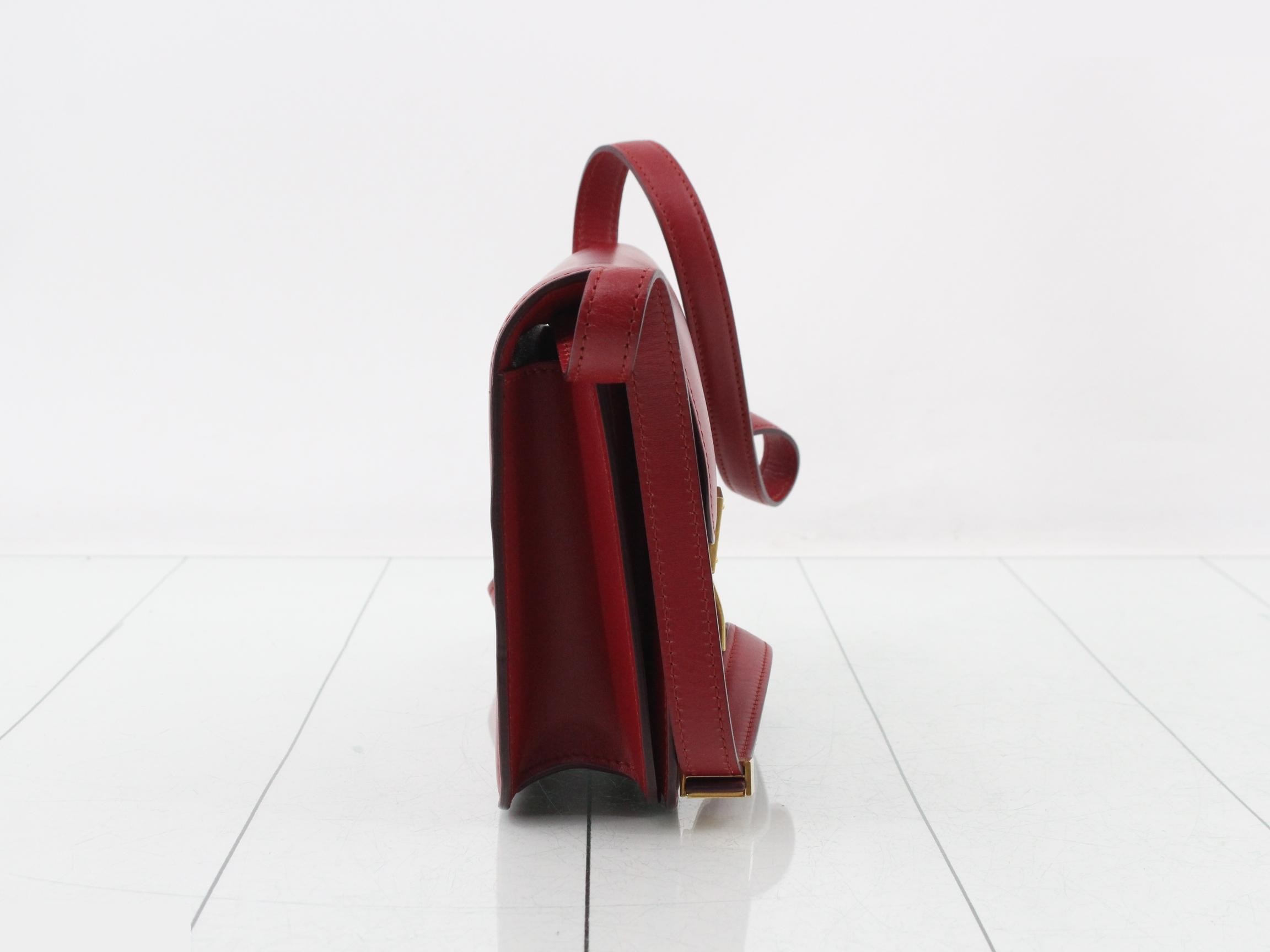 Classic Box Leather Shoulder Bag, Red — view 4