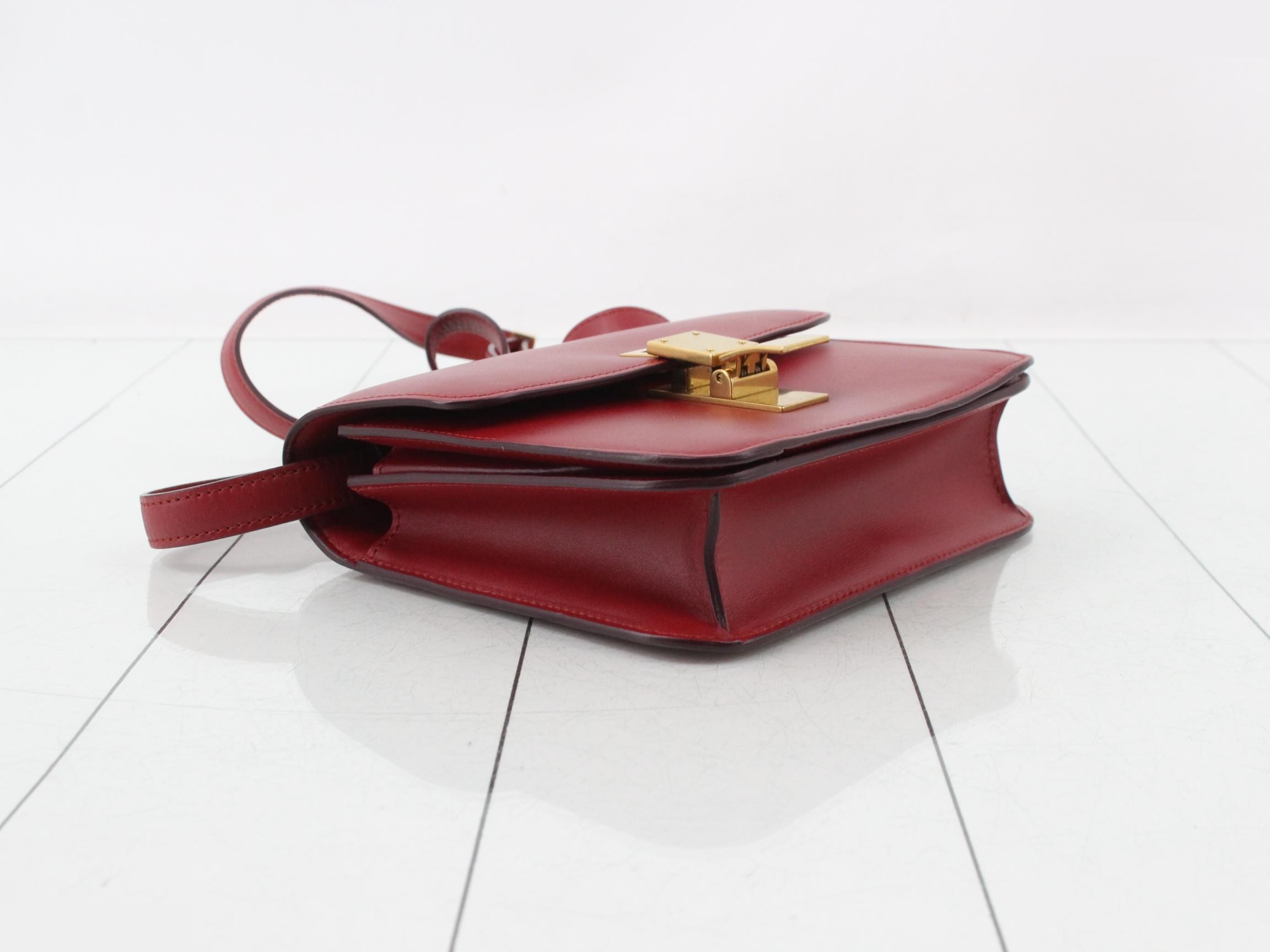 Classic Box Leather Shoulder Bag, Red — view 5