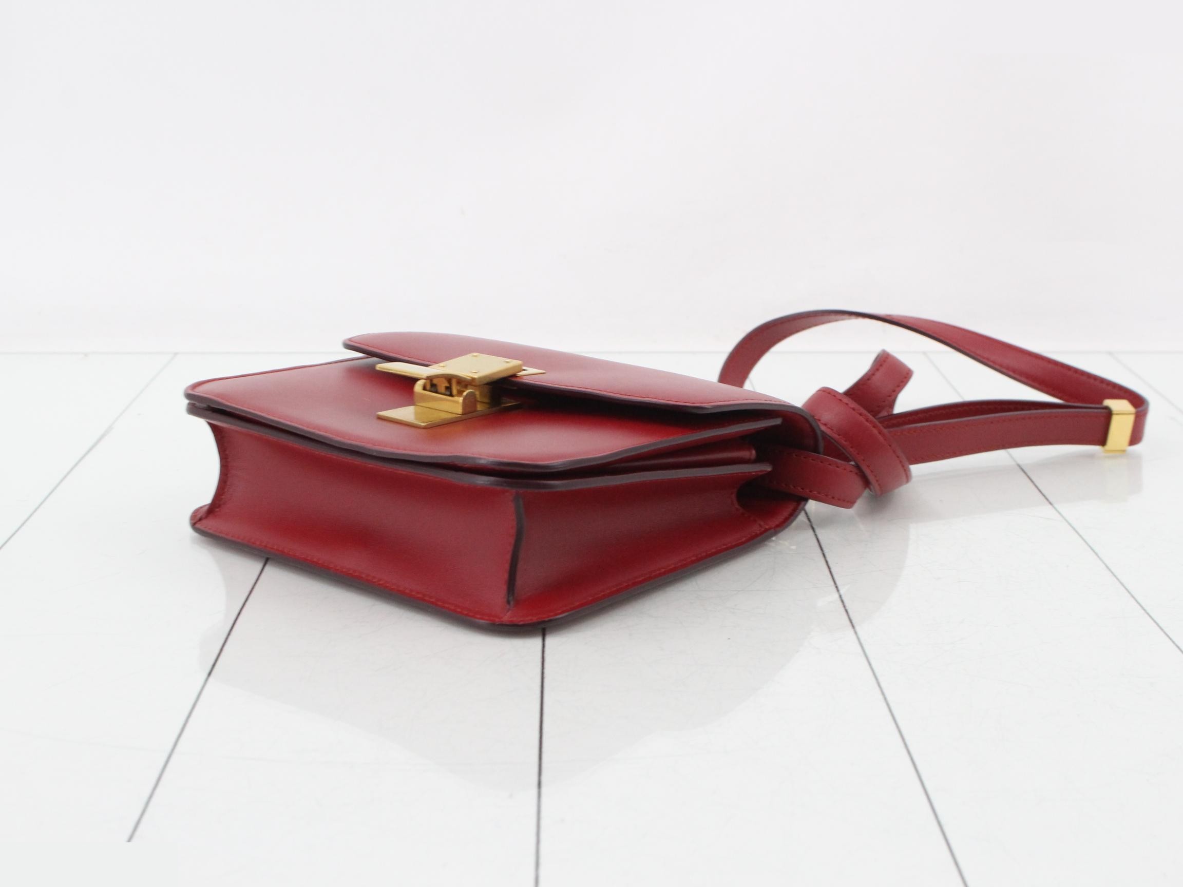 Classic Box Leather Shoulder Bag, Red — view 6