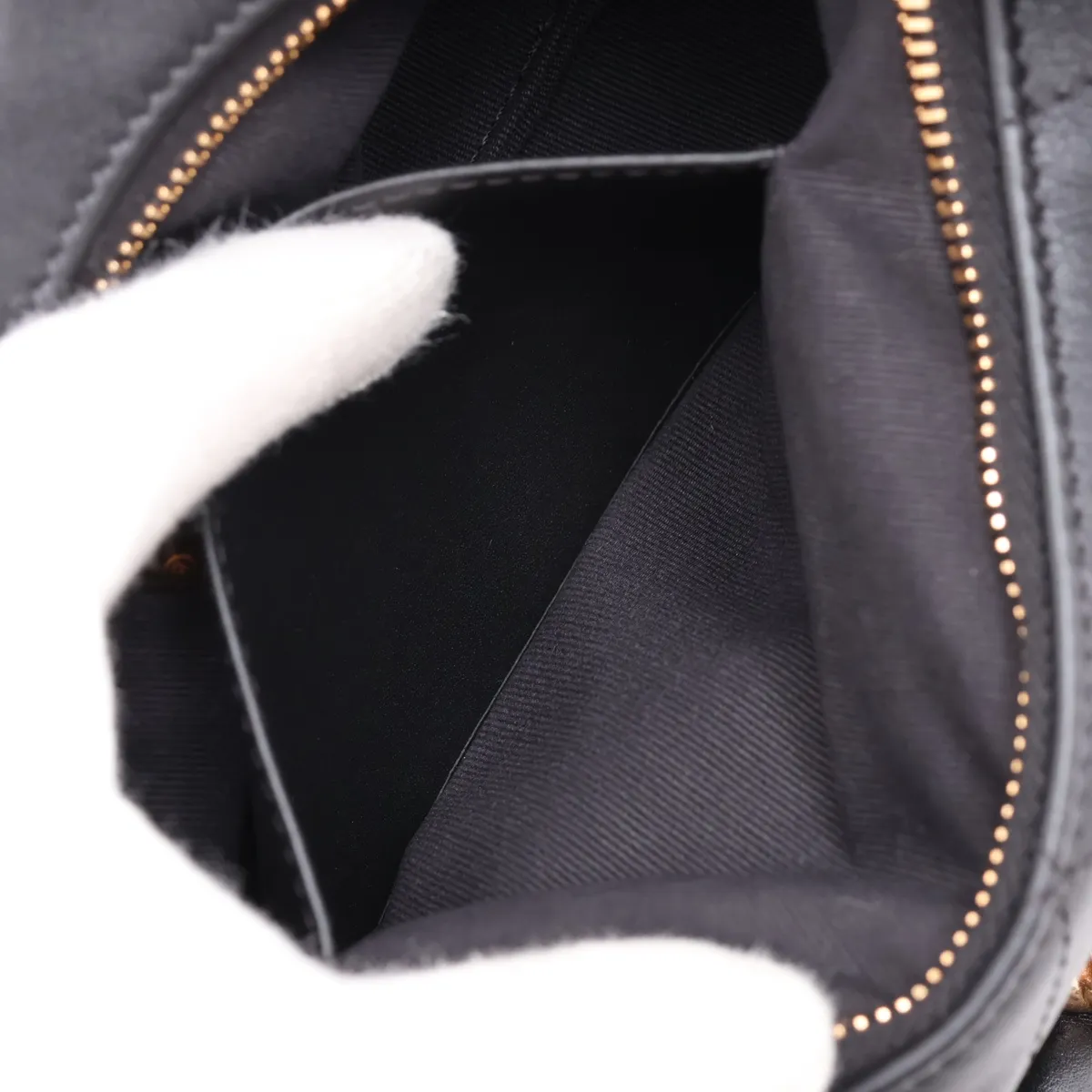 Matelassé Lambskin Chain Shoulder Bag Hobo, Black with Gold Hardware, ENTJ84PJ, Random Plate — view 8