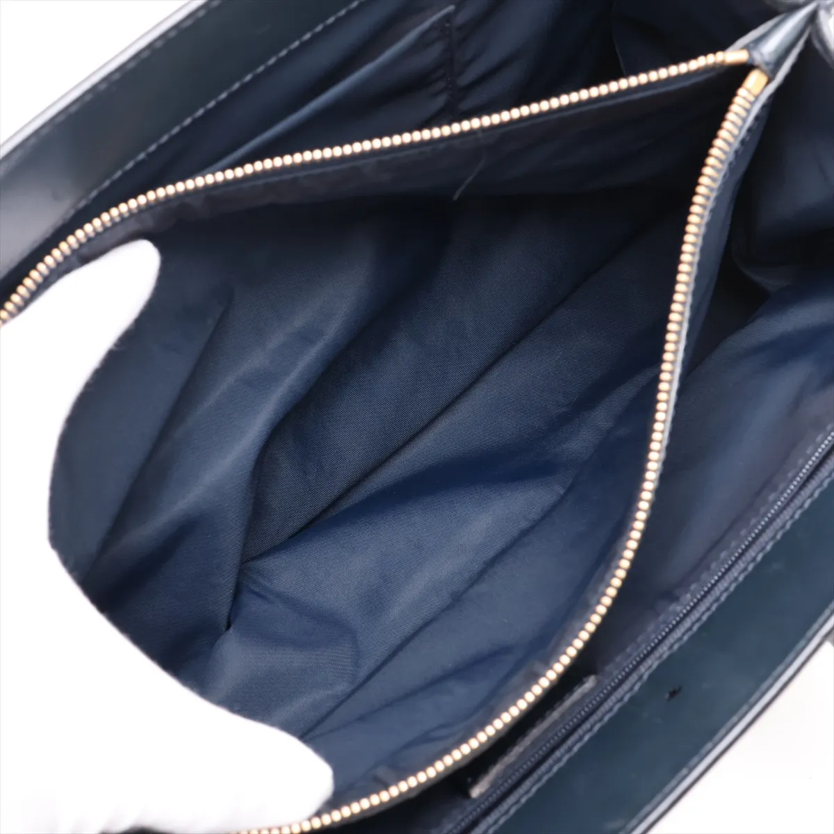 Trotter Canvas x Leather Tote Bag, Navy — view 11
