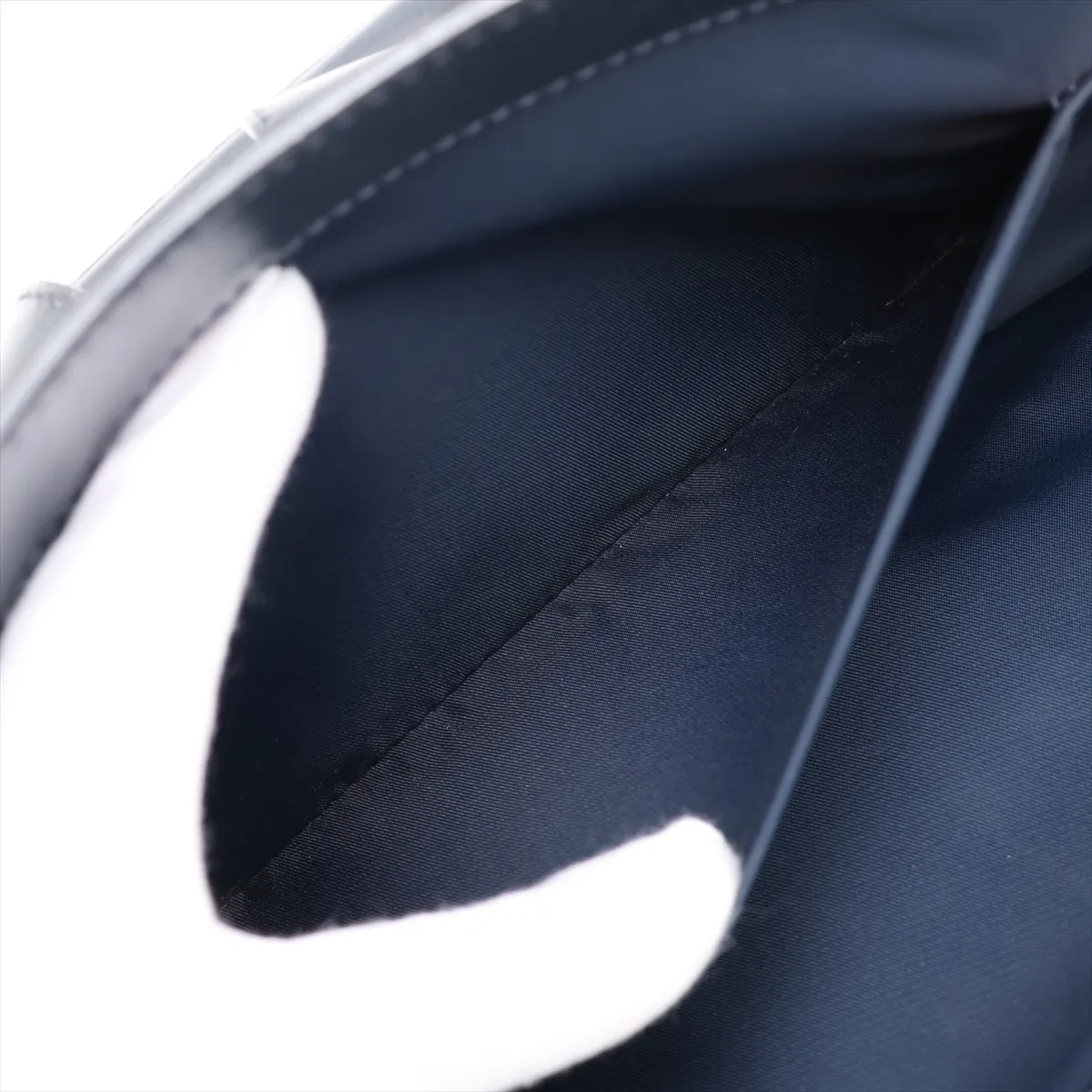Trotter Canvas x Leather Tote Bag, Navy — view 10