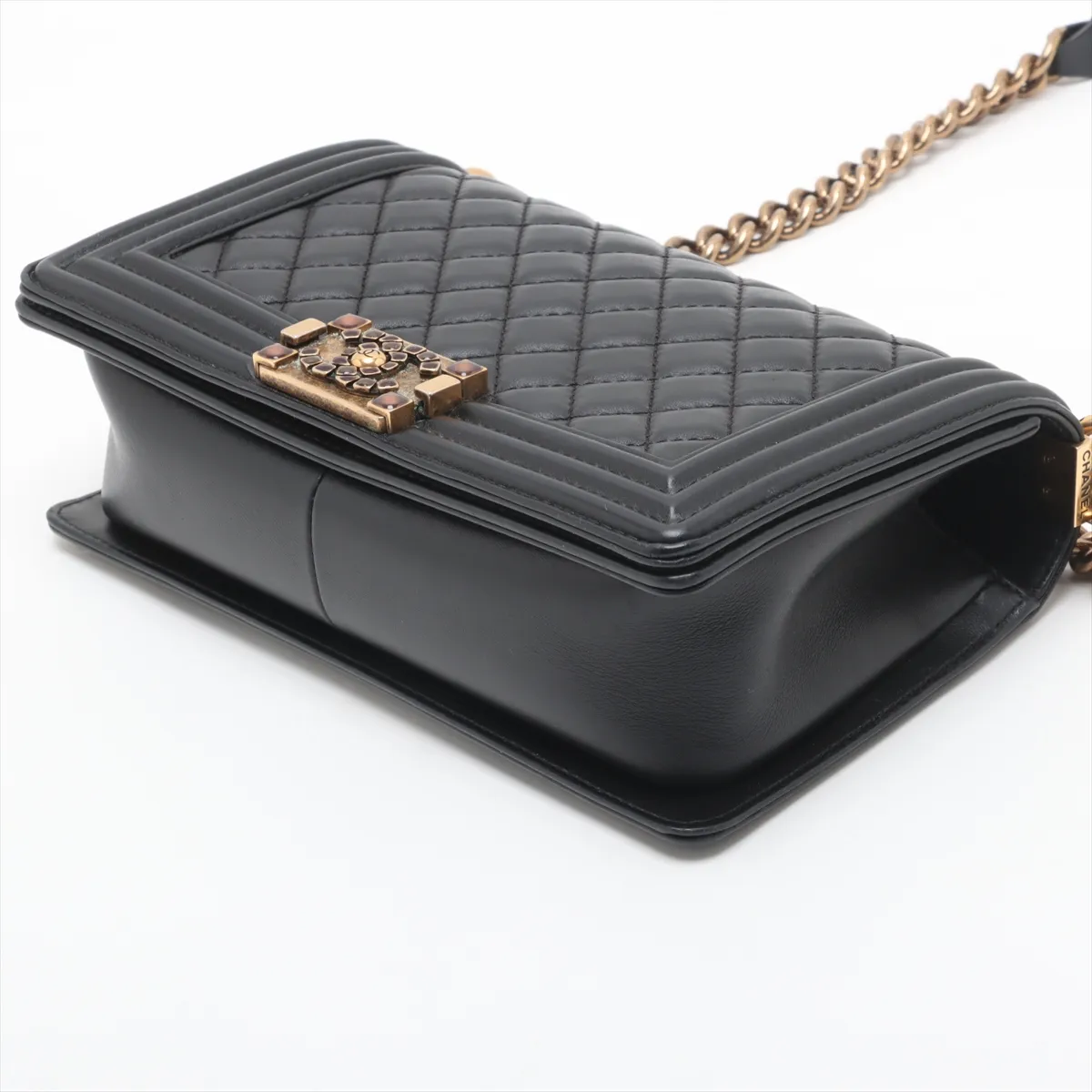 Boy Chanel 25 Lambskin Chain Shoulder Bag, Black with Gold Hardware, 30422908 (Serial Number in the 30s), A67086 — view 3